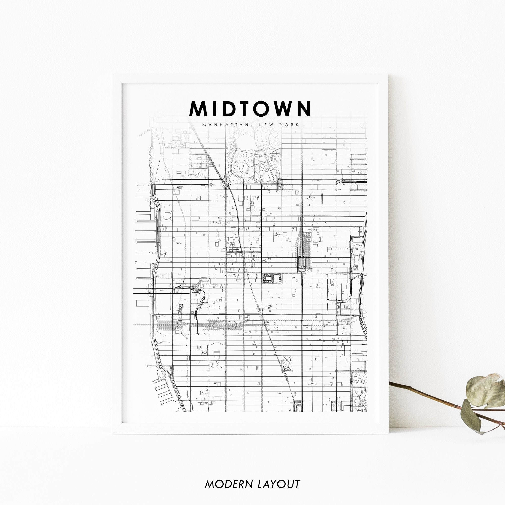 Midtown Manhattan NYC Map Print New York USA Map Art Poster City Street Road Map Print Nursery Room Wall Office Decor Printable Map Etsy Finland