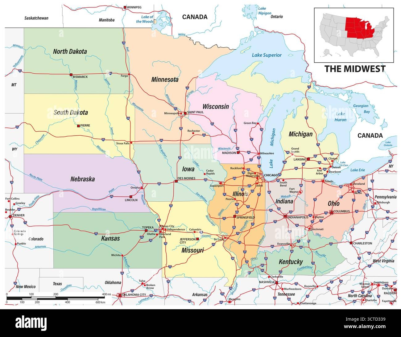 Midwest Map Hi res Stock Photography And Images Alamy