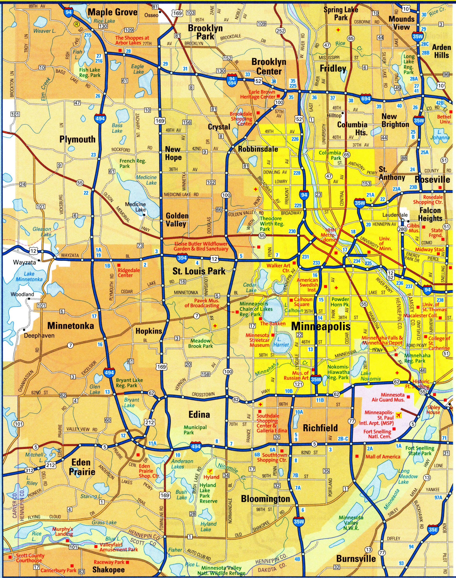 Minneapolis MN City Map Free Printable Detailed Map Of Minneapolis City Minnesota