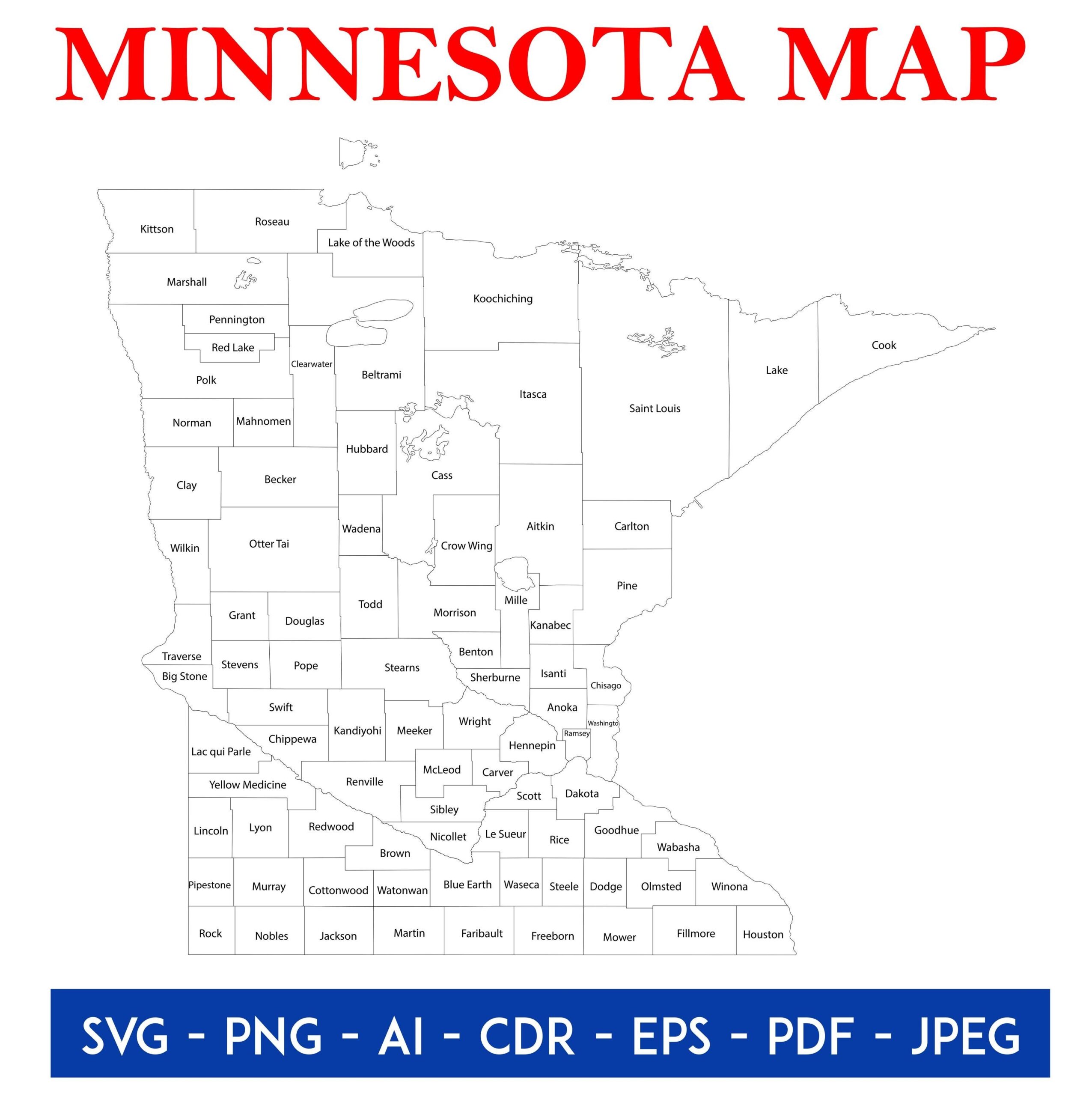 Minnesota County Map Outline Digital Download USA Map Clipart Cut File Travel Cricut Files For Svg Png Jpg Pdf Cdr EPS Deco Art Etsy Israel
