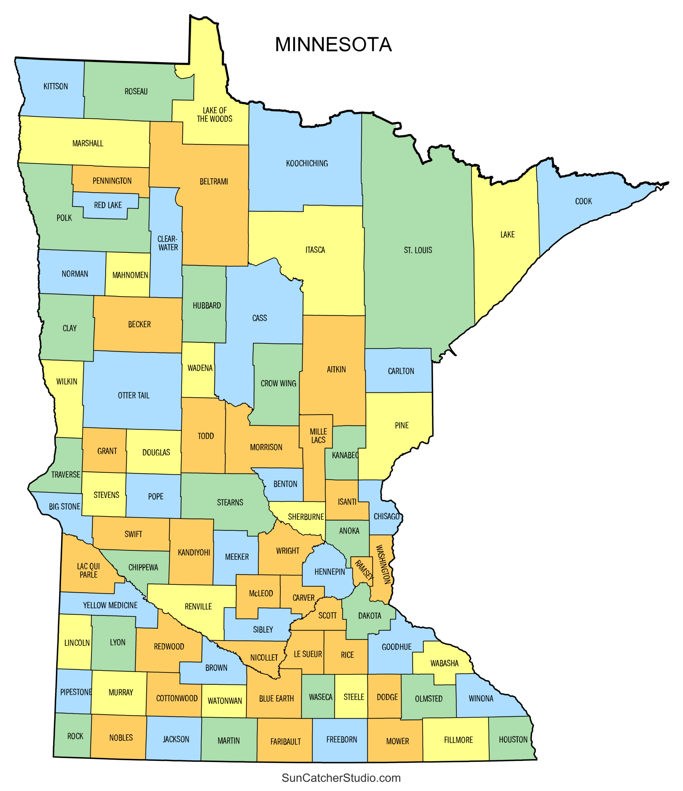 Minnesota County Map Printable State Map With County Lines Free Printables Lettering SVG Files Tools Apps