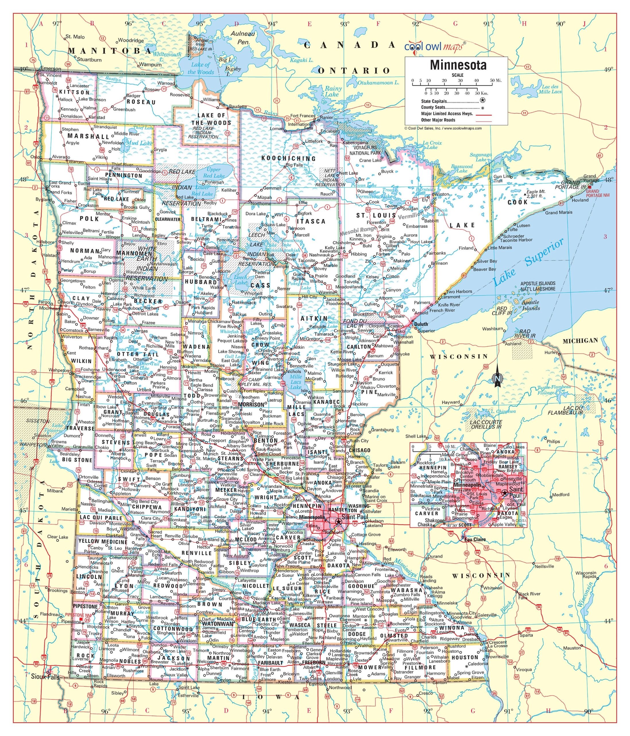 MINNESOTA State Wall Map Large Print Poster Etsy MINNESOTA State Wall Map Large Print Poster Etsy