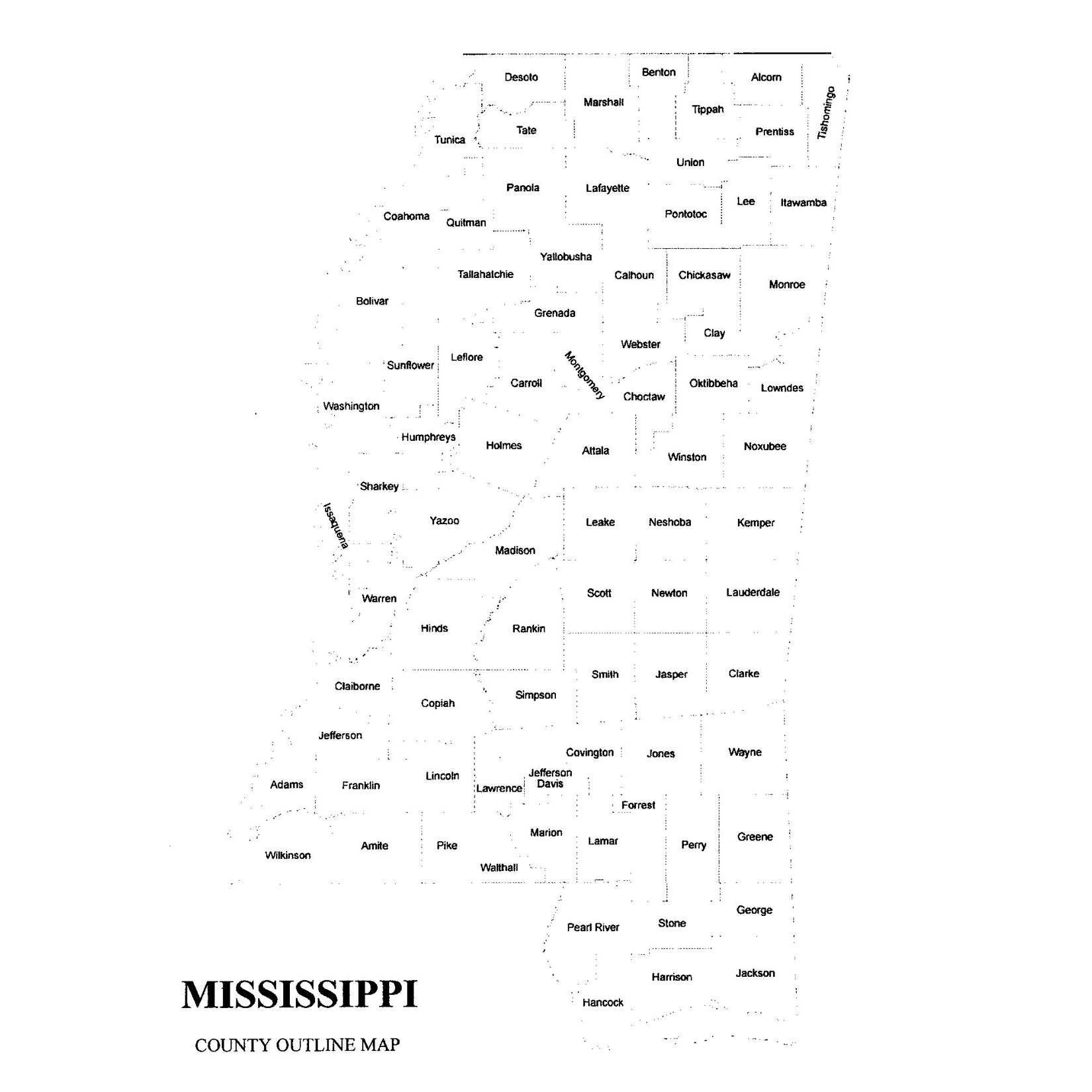 Mississippi County Map Jigsaw Genealogy