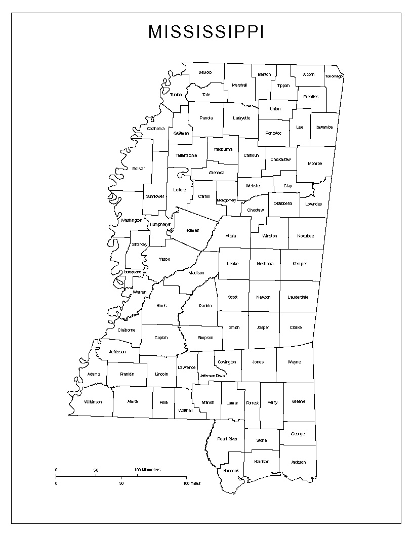 Mississippi Labeled Map Mississippi Labeled Map
