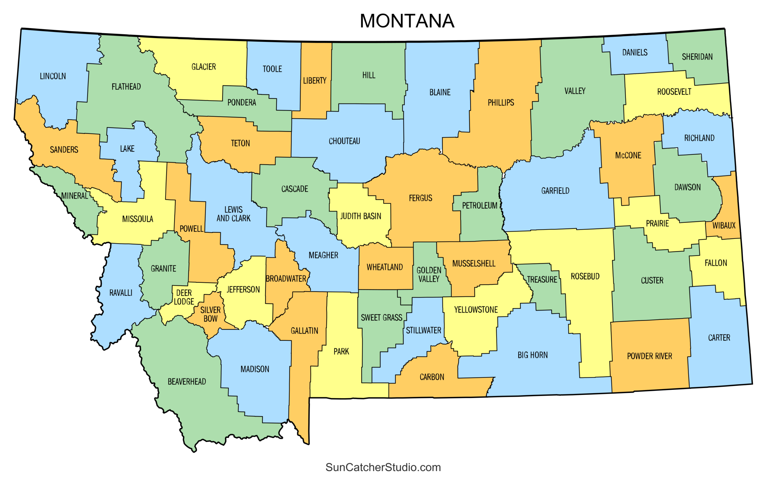 Montana County Map Printable State Map With County Lines Free Printables Lettering SVG Files Tools Apps