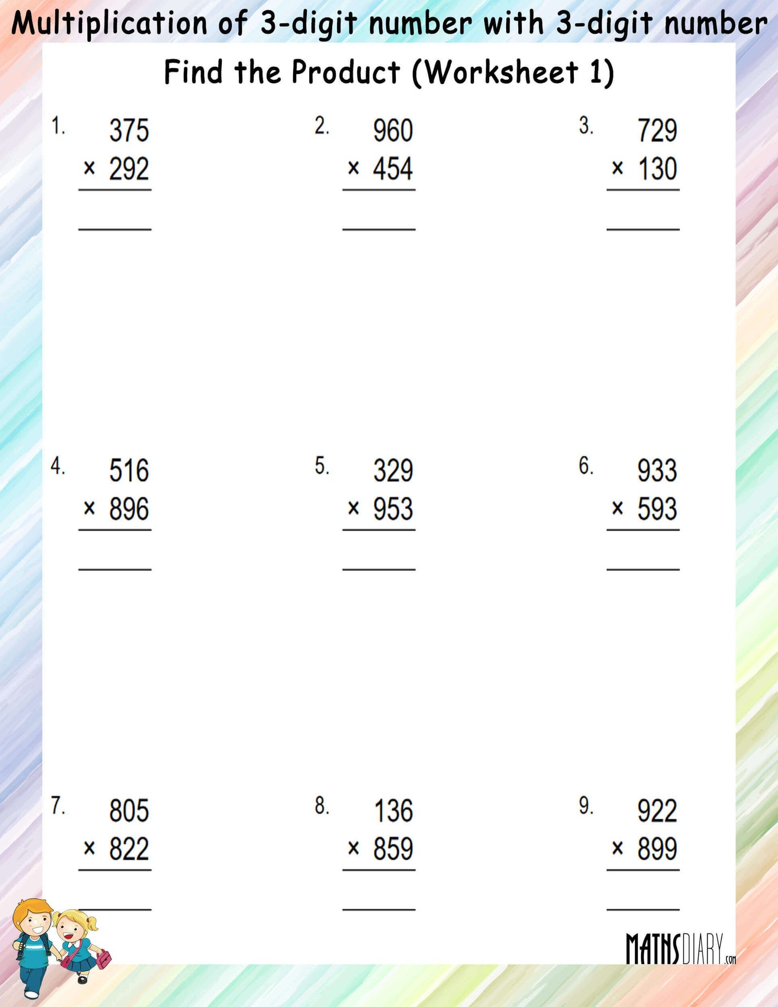Multiplication Grade 4 Math Worksheets