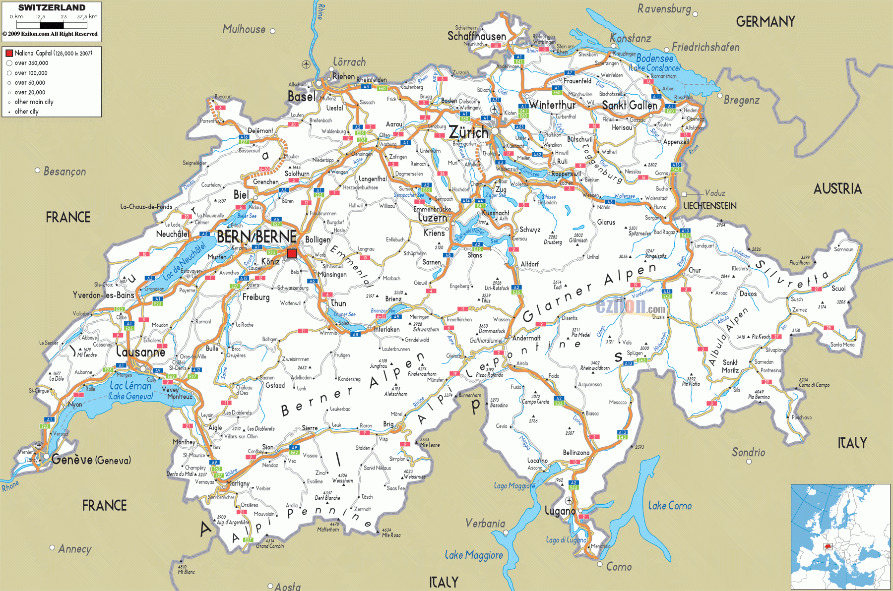 Navigate Switzerland With Ease Your Ultimate Road Map Guide Ezilon Maps