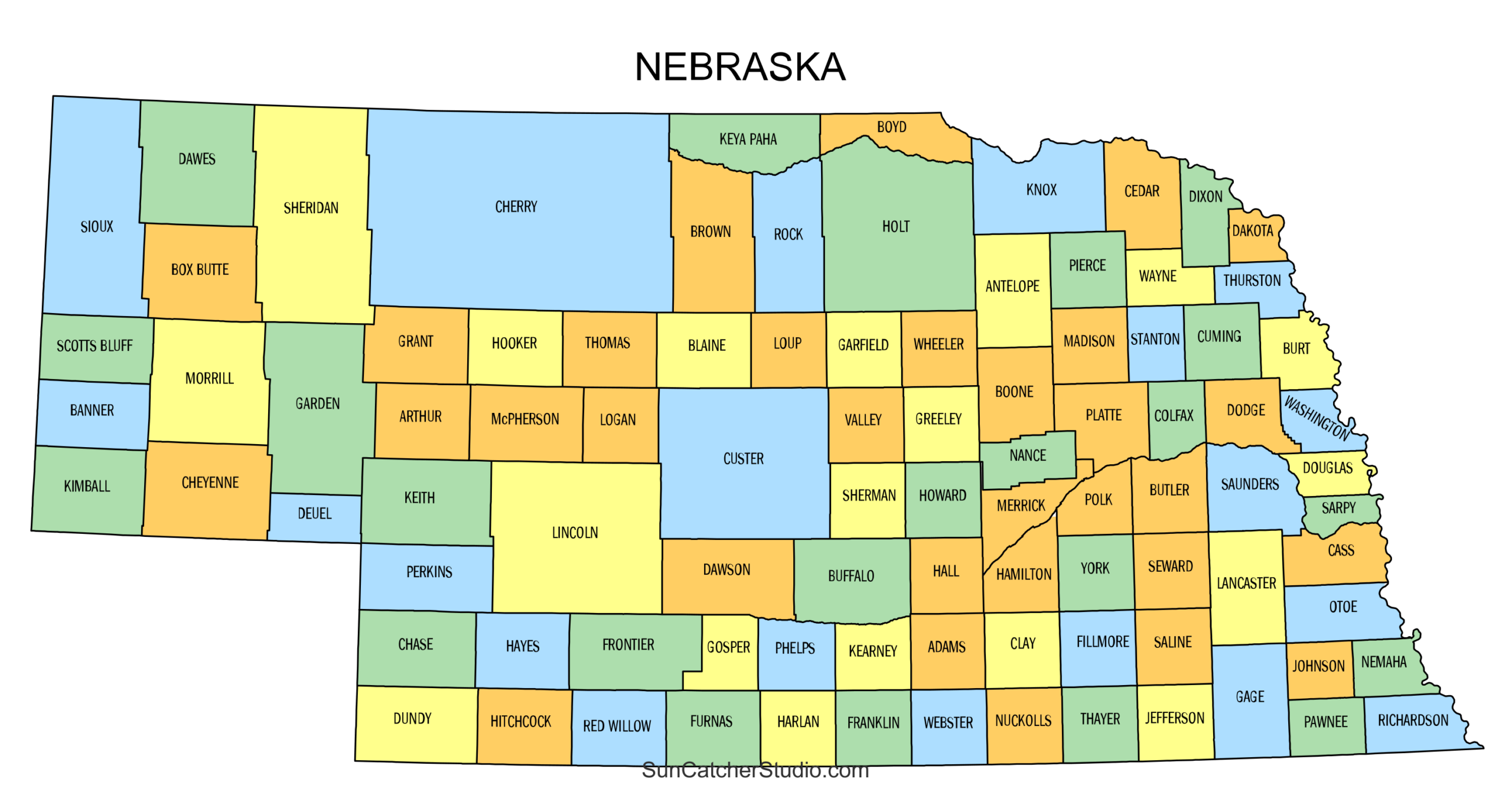 Nebraska County Map Printable State Map With County Lines Free Printables Lettering SVG Files Tools Apps
