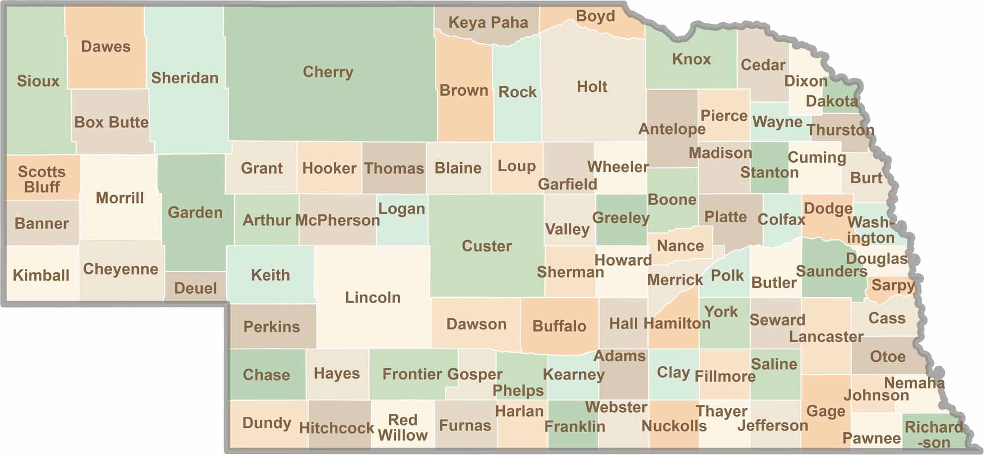 Nebraska County Map US County Maps