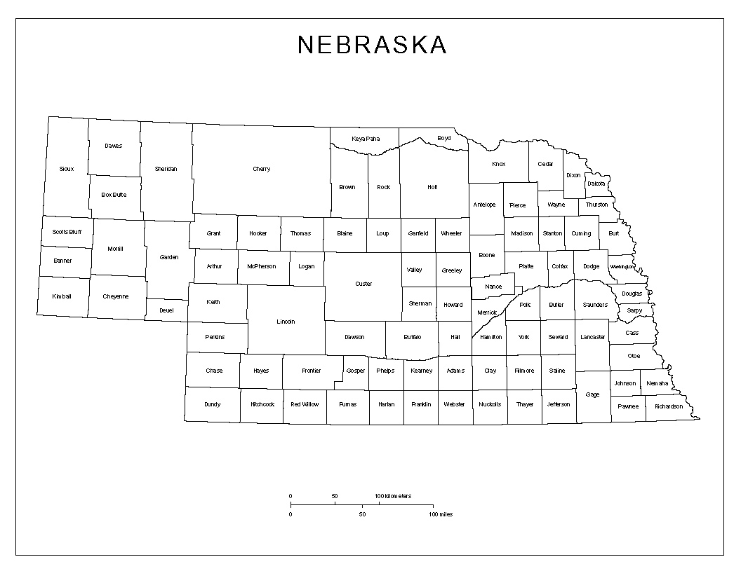 Nebraska Labeled Map