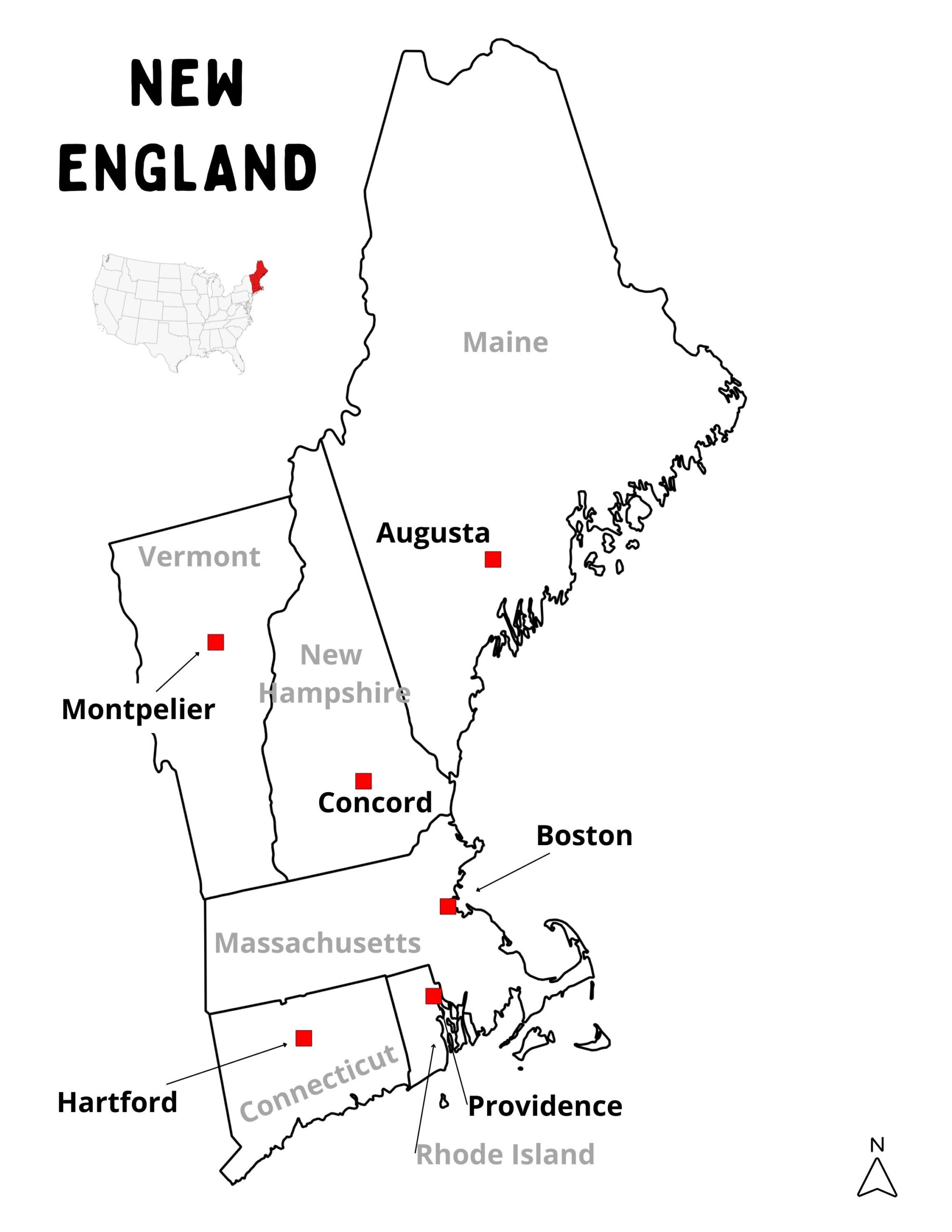 New England Geography Printables Outline Maps Word Search And Crossword Puzzle Etsy Canada