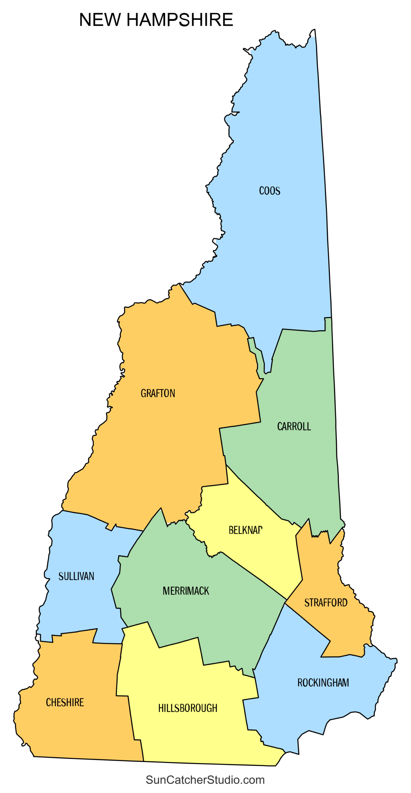 New Hampshire County Map Printable State Map With County Lines Free Printables Lettering SVG Files Tools Apps