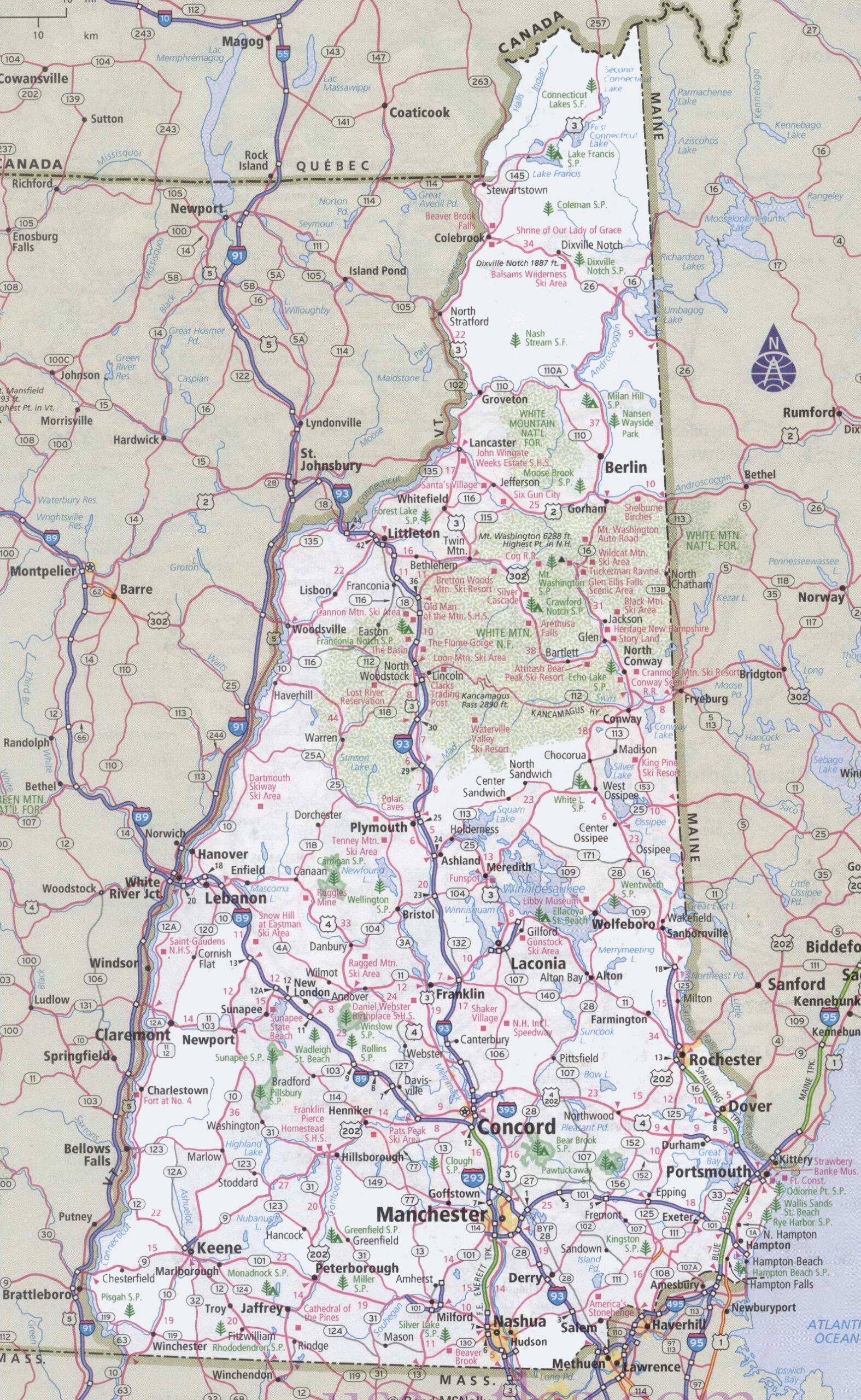 New Hampshire Road Map Ontheworldmap