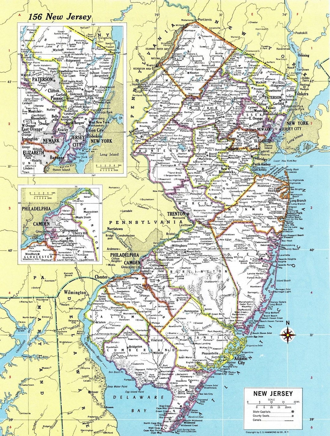 New Jersey Map Instant Download Printable Map Digital Download Wall Art Antique Map Etsy Israel