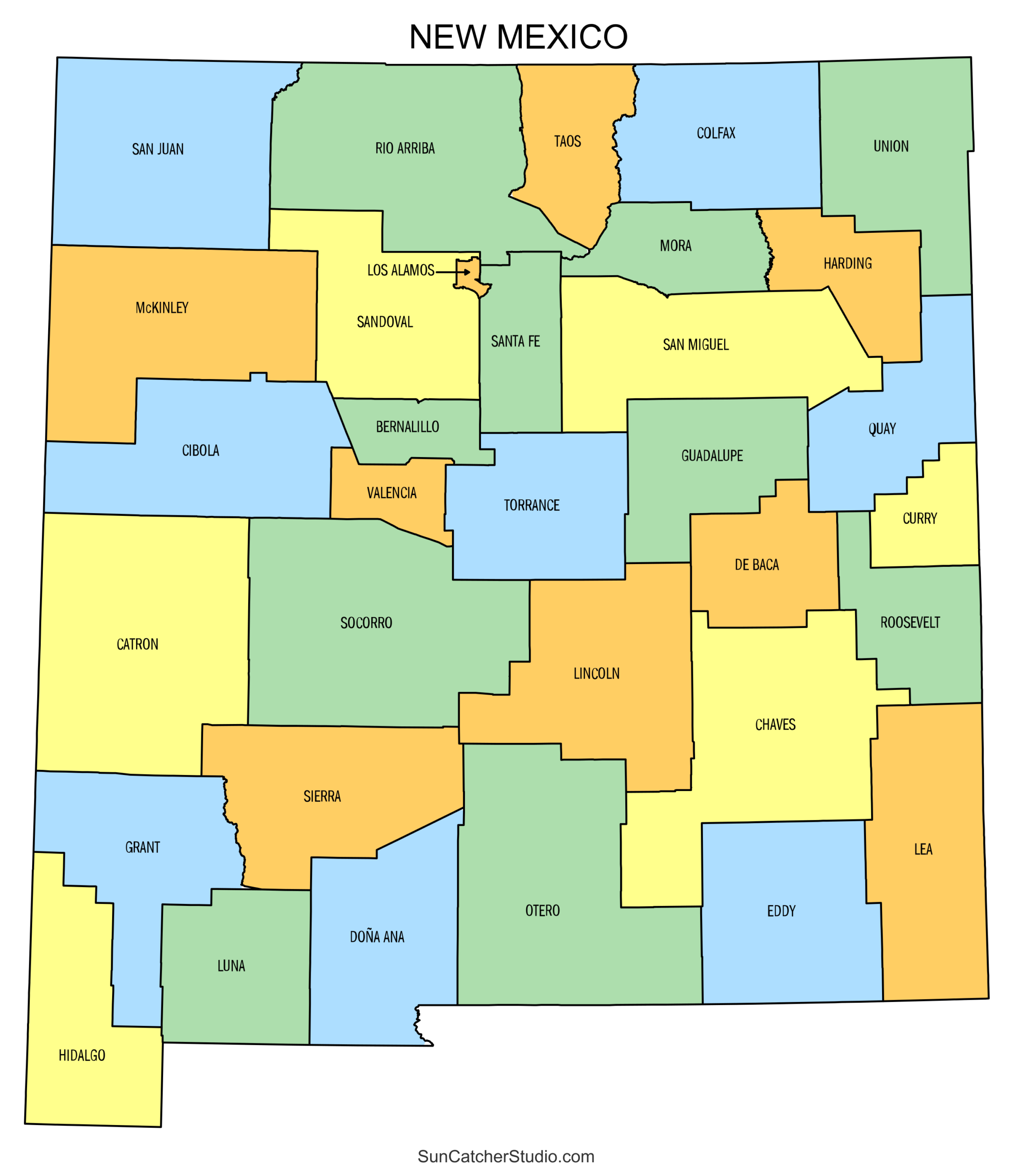 New Mexico County Map Printable State Map With County Lines Free Printables Lettering SVG Files Tools Apps