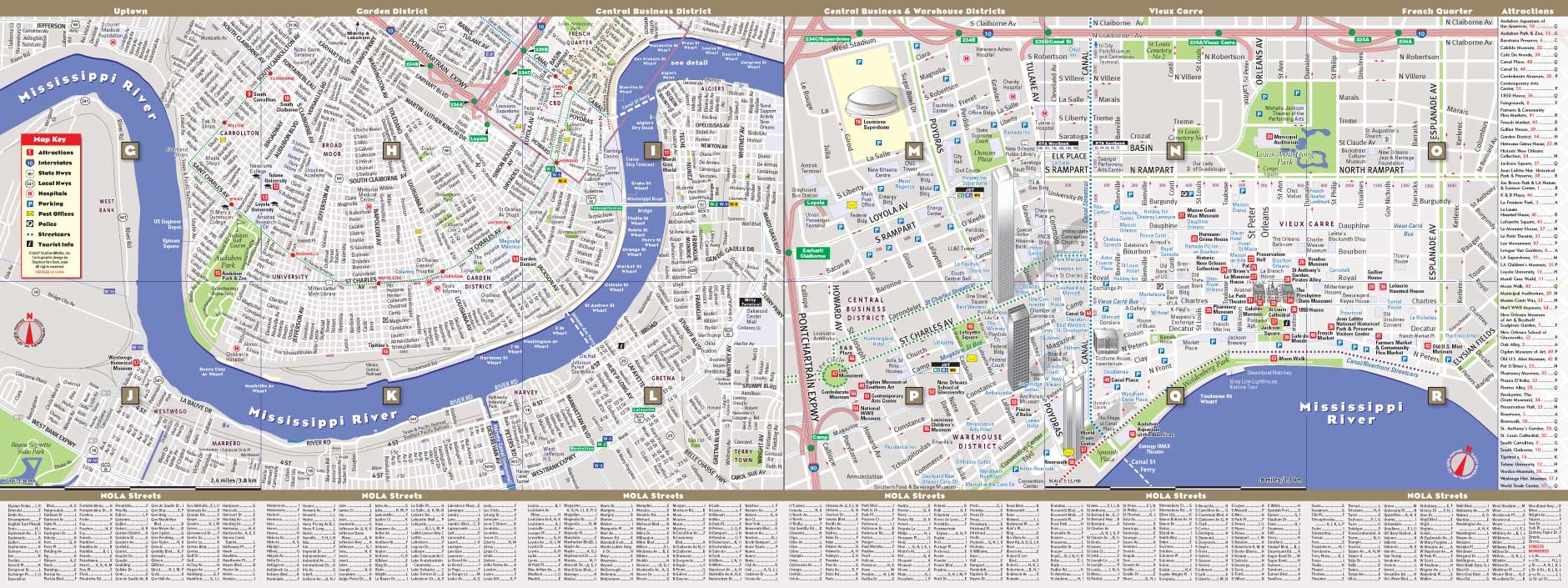 New Orleans Map By VanDam New Orleans StreetSmart Map City Street Maps Of New Orleans 7 95