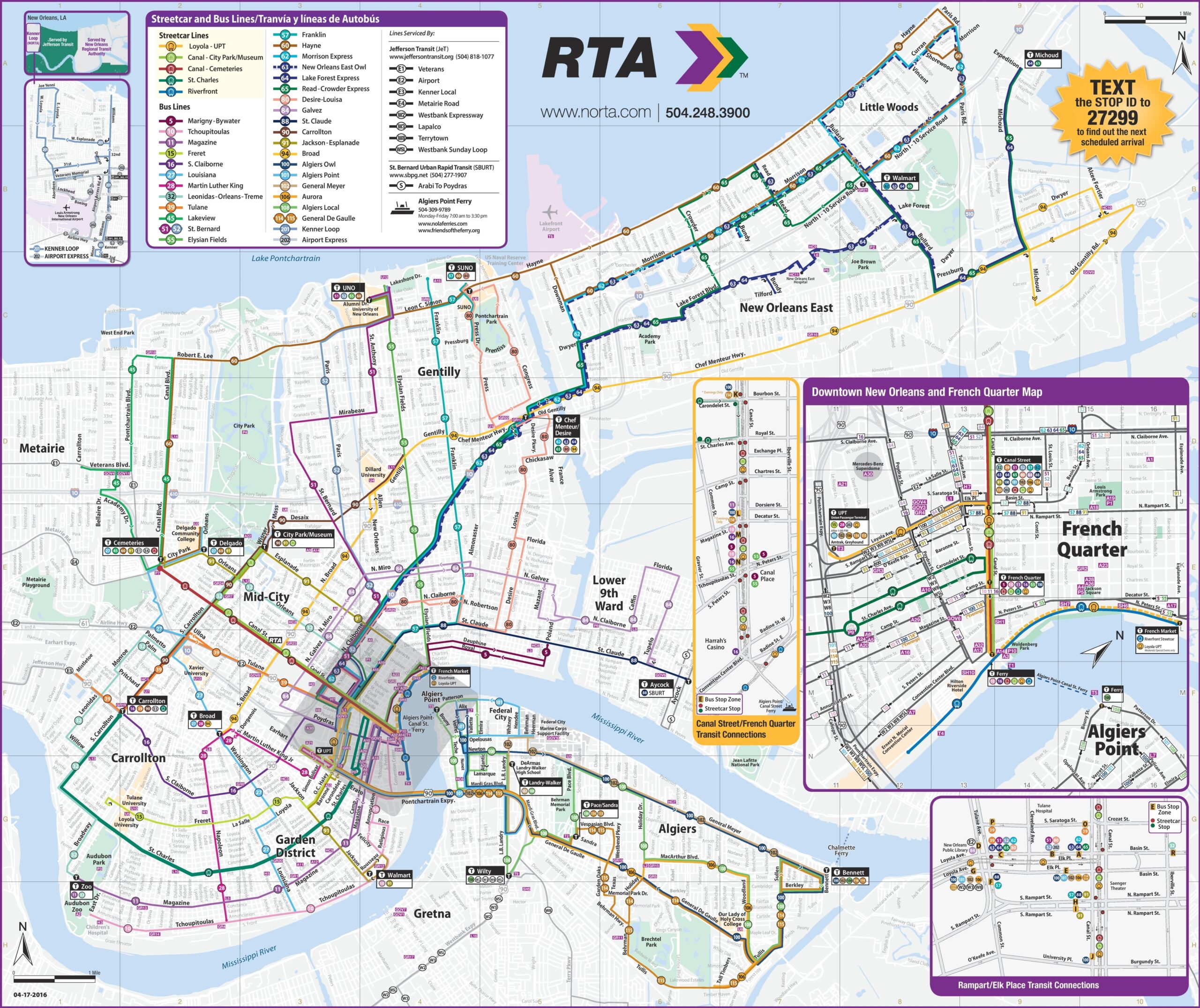 New Orleans RTA Public Transport Map Ontheworldmap