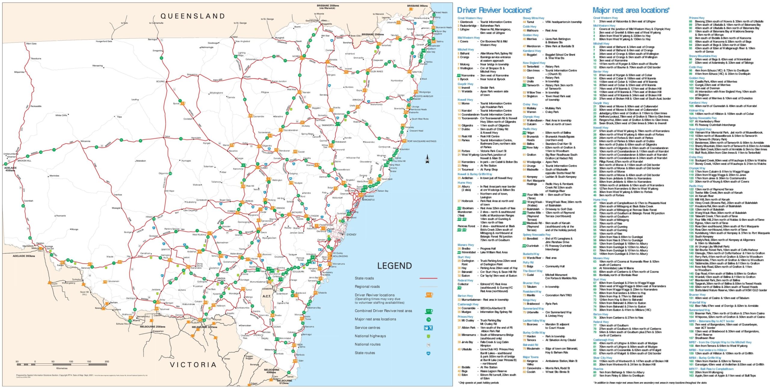 New South Wales Rest Area Map Ontheworldmap