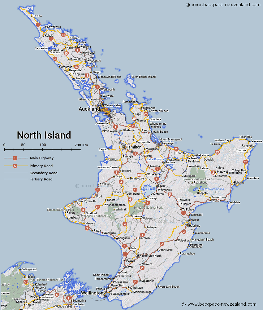 North Island Map New Zealand Road Maps Worksheets Library