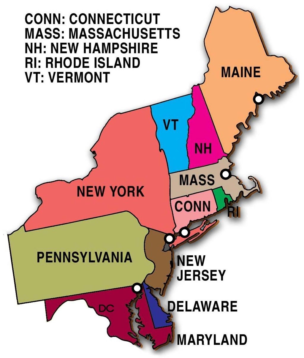 Northeast U S Map States And Capitals The Heart Of America s Historic Region Saint Augustines University