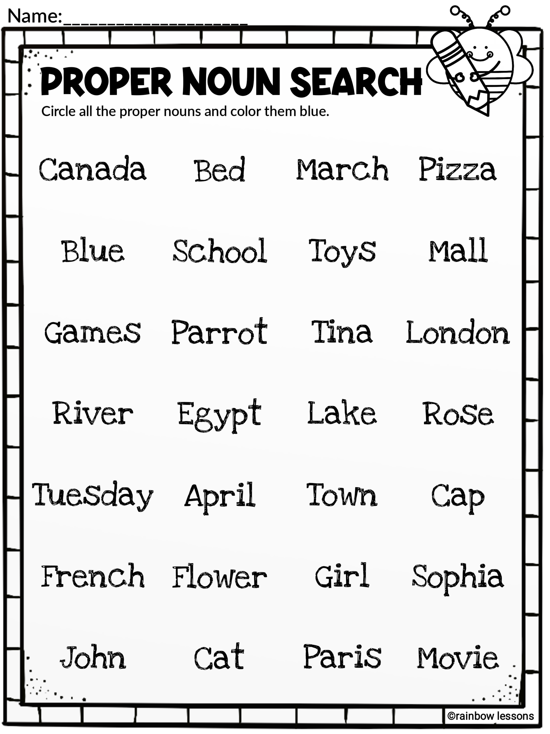 Nouns Worksheets Types Of Nouns Common And Proper Nouns Nouns Review Made By Teachers