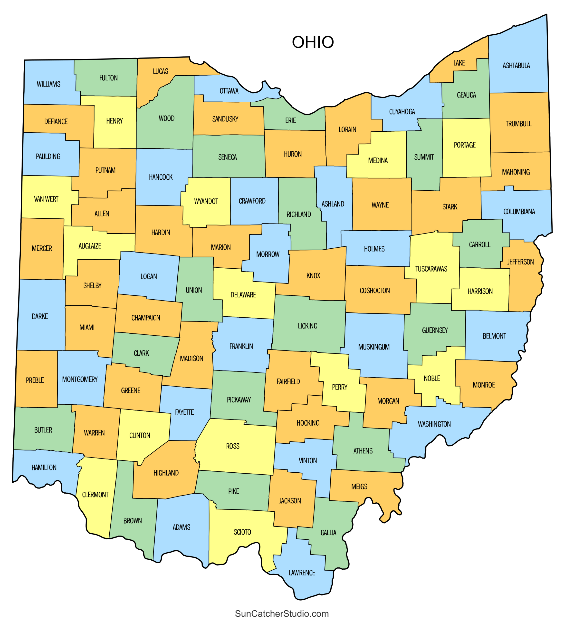 Ohio County Map Printable State Map With County Lines Free Printables Lettering SVG Files Tools Apps
