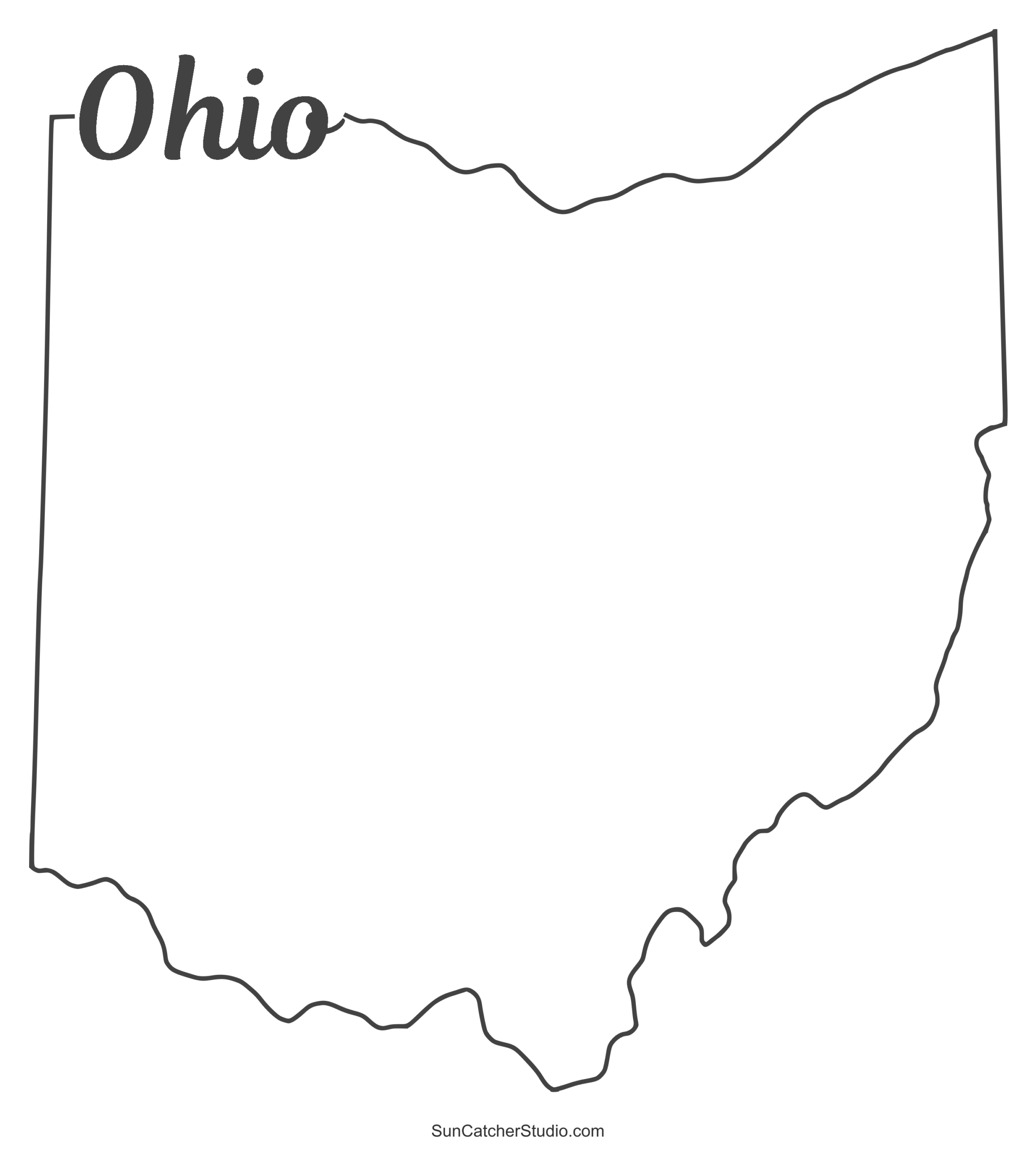 Ohio Map Outline Printable State Shape Stencil Pattern Free Printables Lettering SVG Files Tools Apps