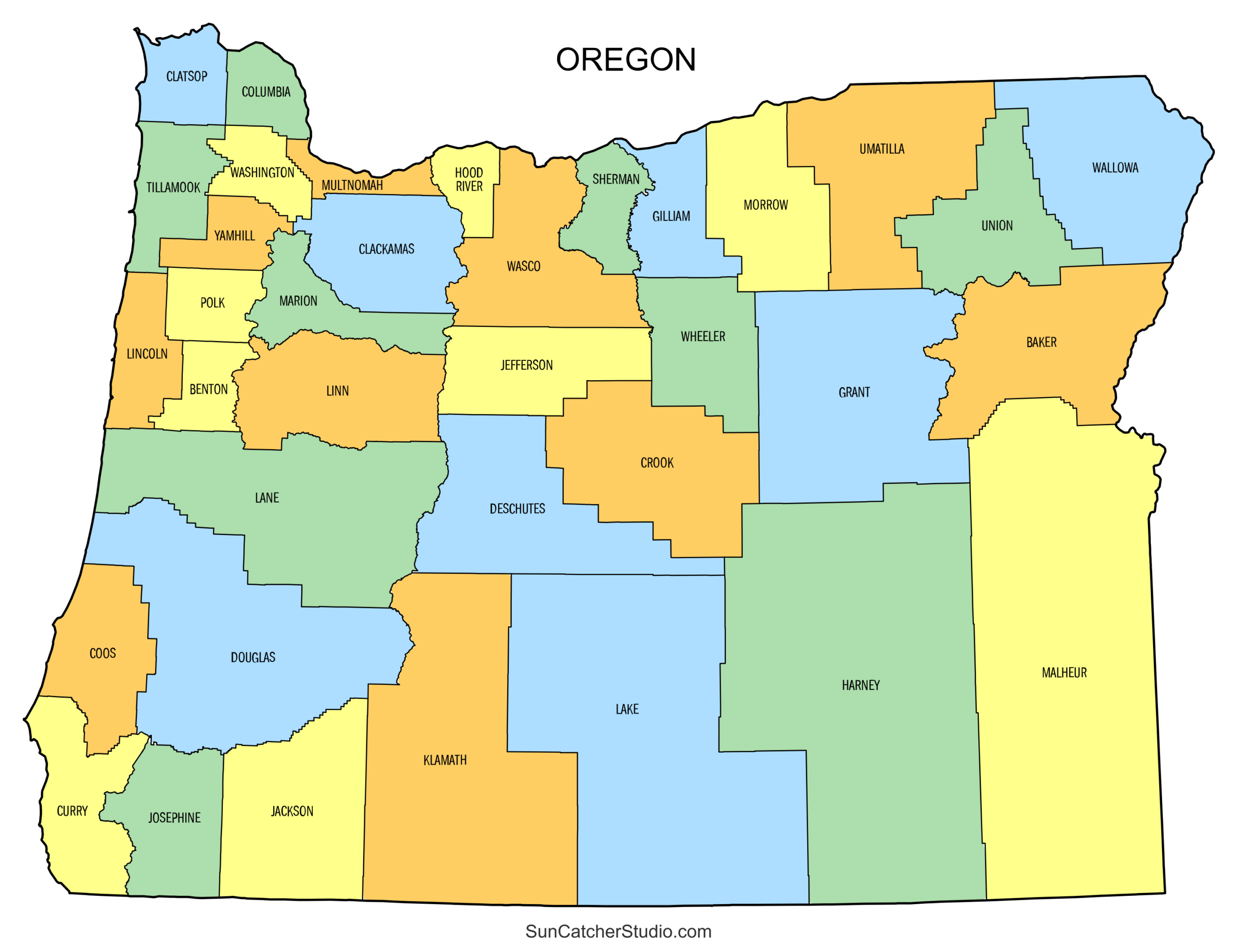 Oregon County Map Printable State Map With County Lines Free Printables Lettering SVG Files Tools Apps