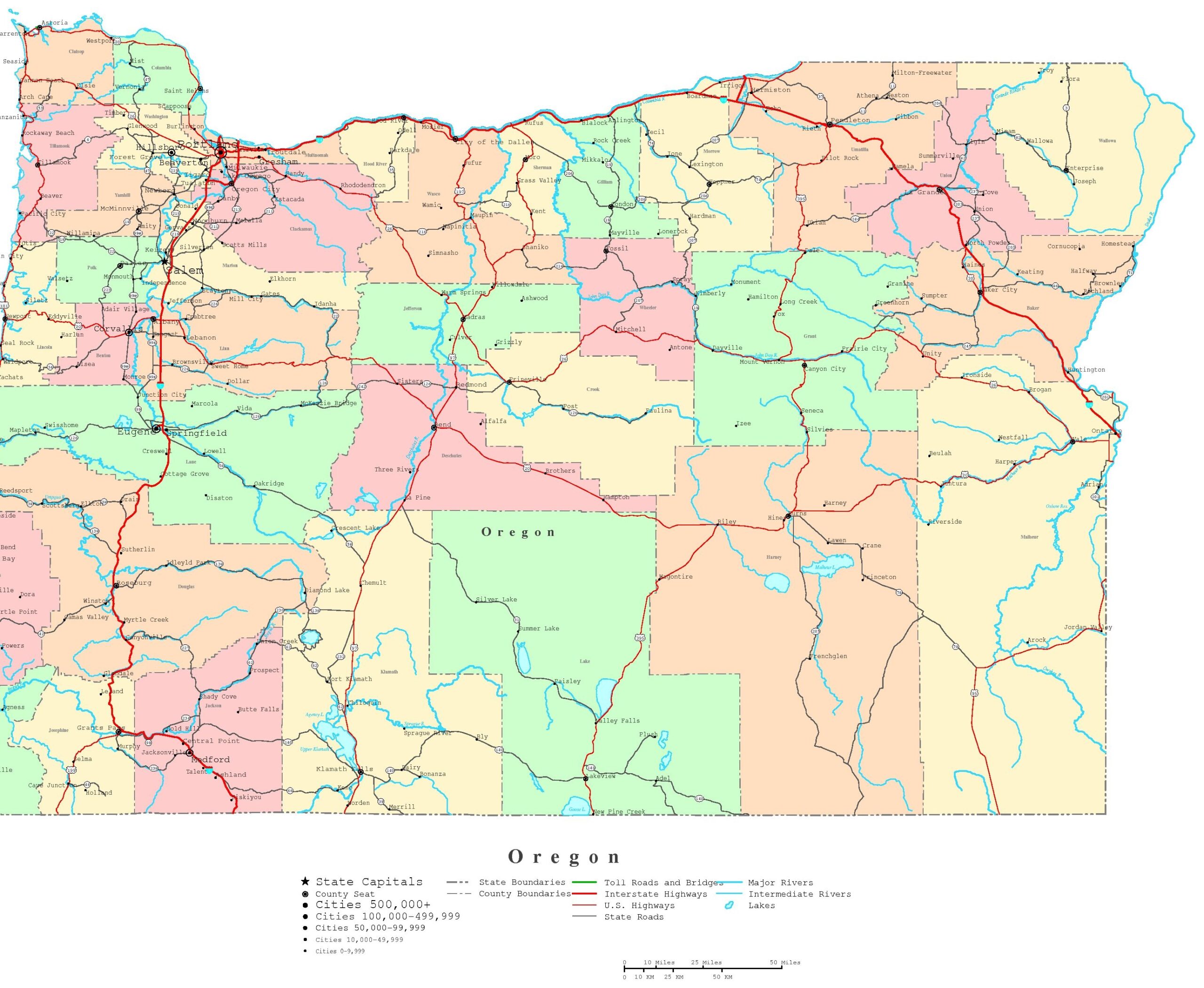 Oregon Printable Map