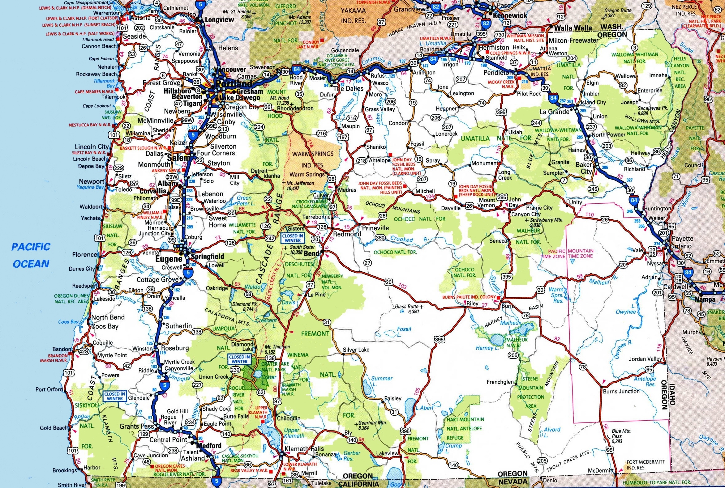 Oregon Road Map Ontheworldmap Oregon Road Map Ontheworldmap