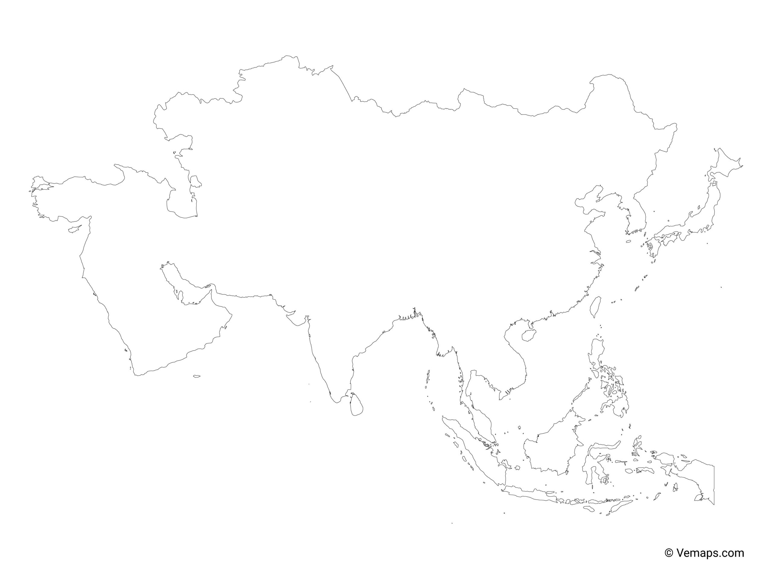 Outline Map Of Asia Free Vector Maps
