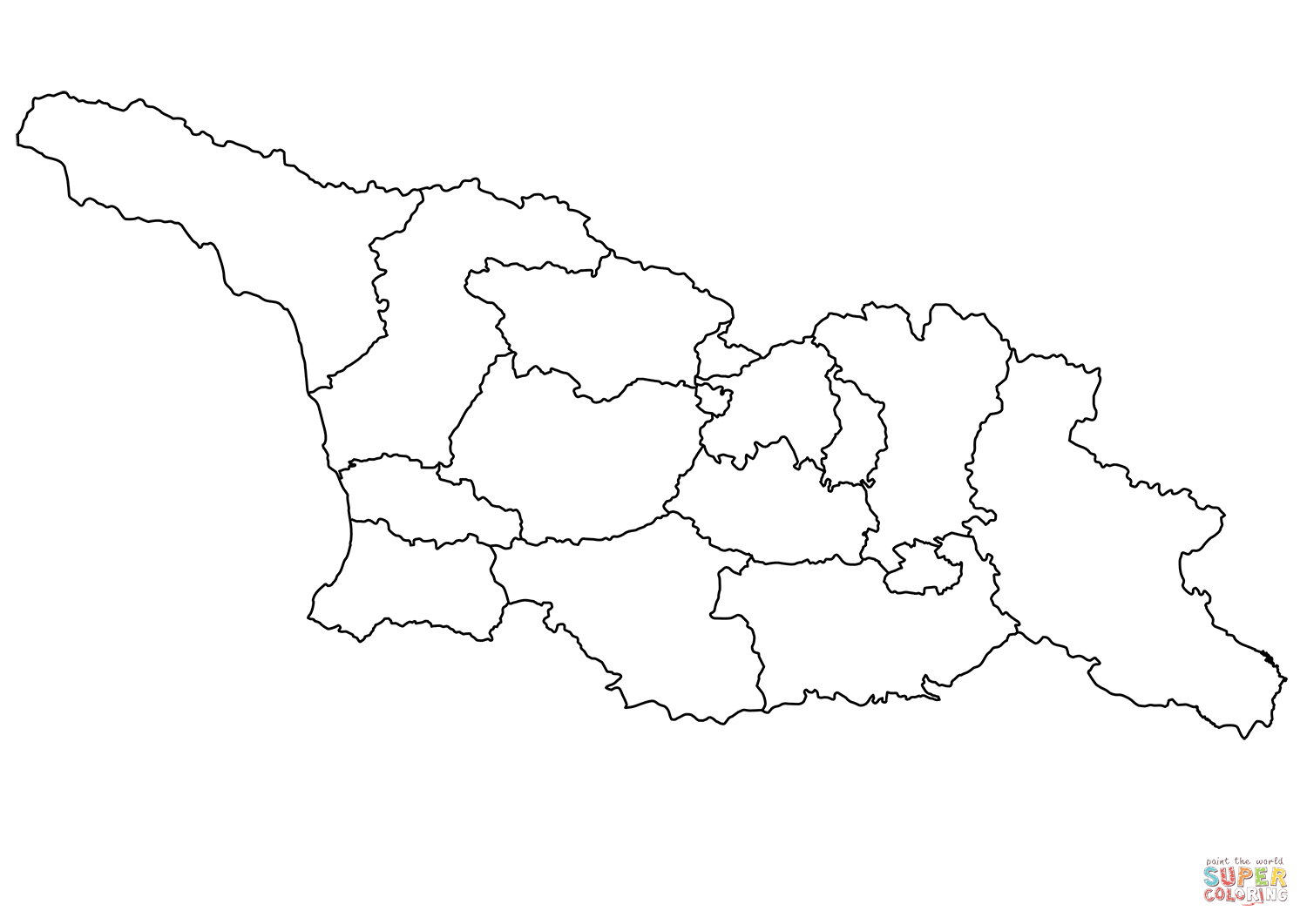 Outline Map Of Georgia With Regions Coloring Page Free Printable