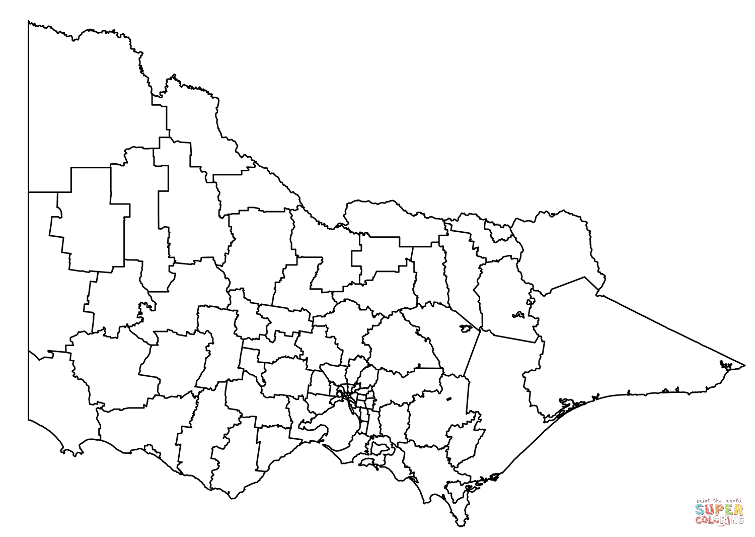 Outline Map Of Victoria With Regions Coloring Page Free Printable