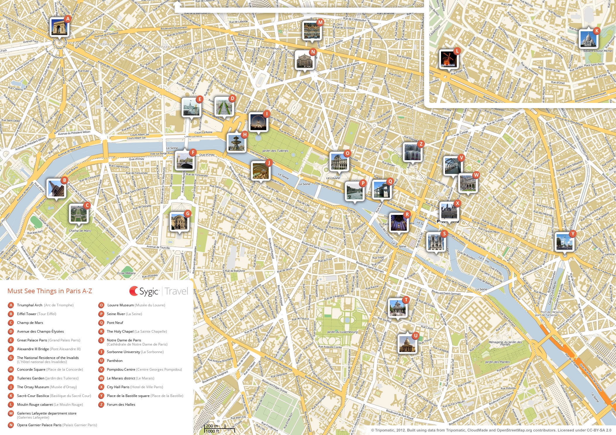 Paris Printable Tourist Map Tripomatic