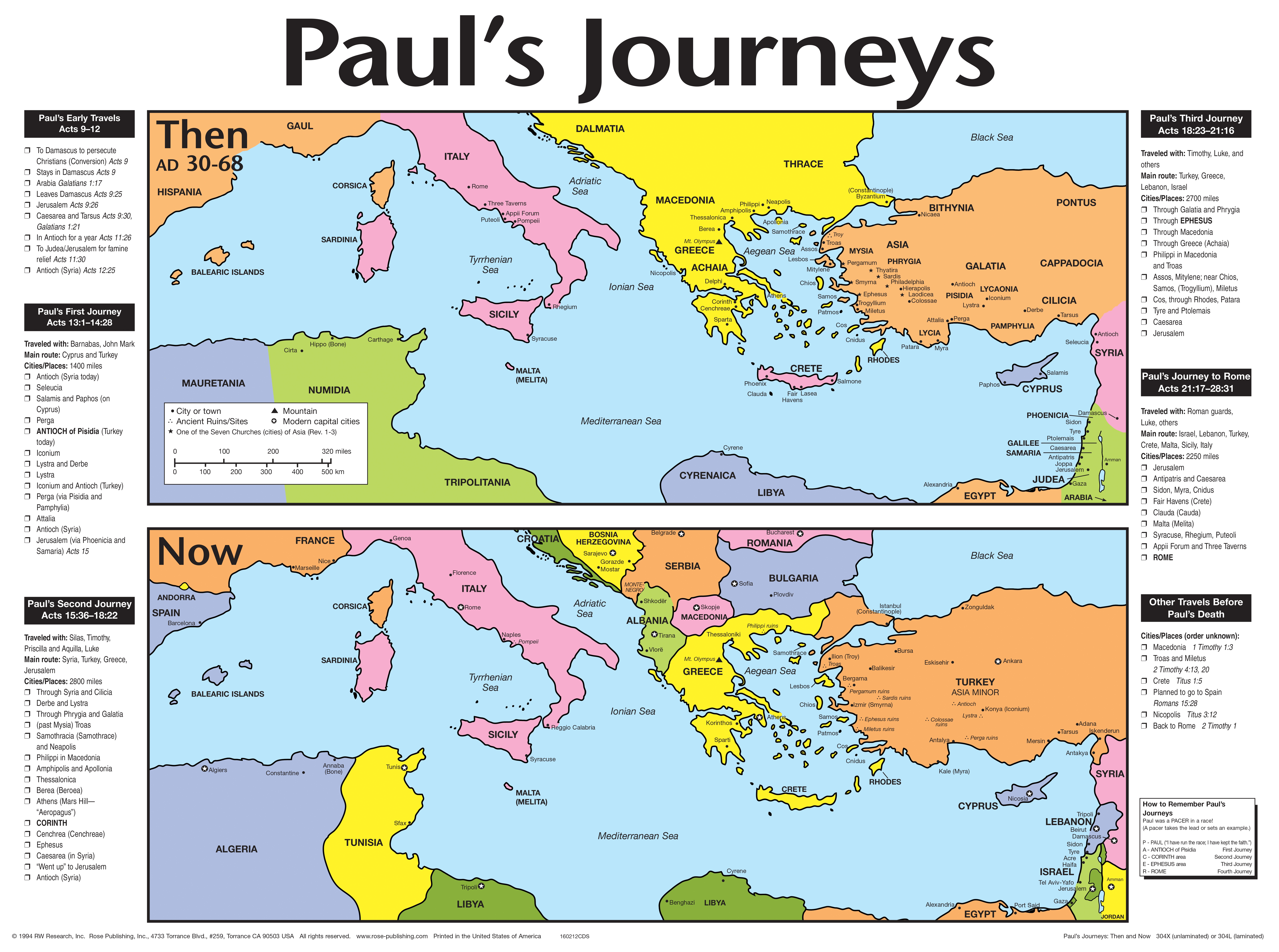 Paul s Journeys Then And Now Wall Map Church Connect