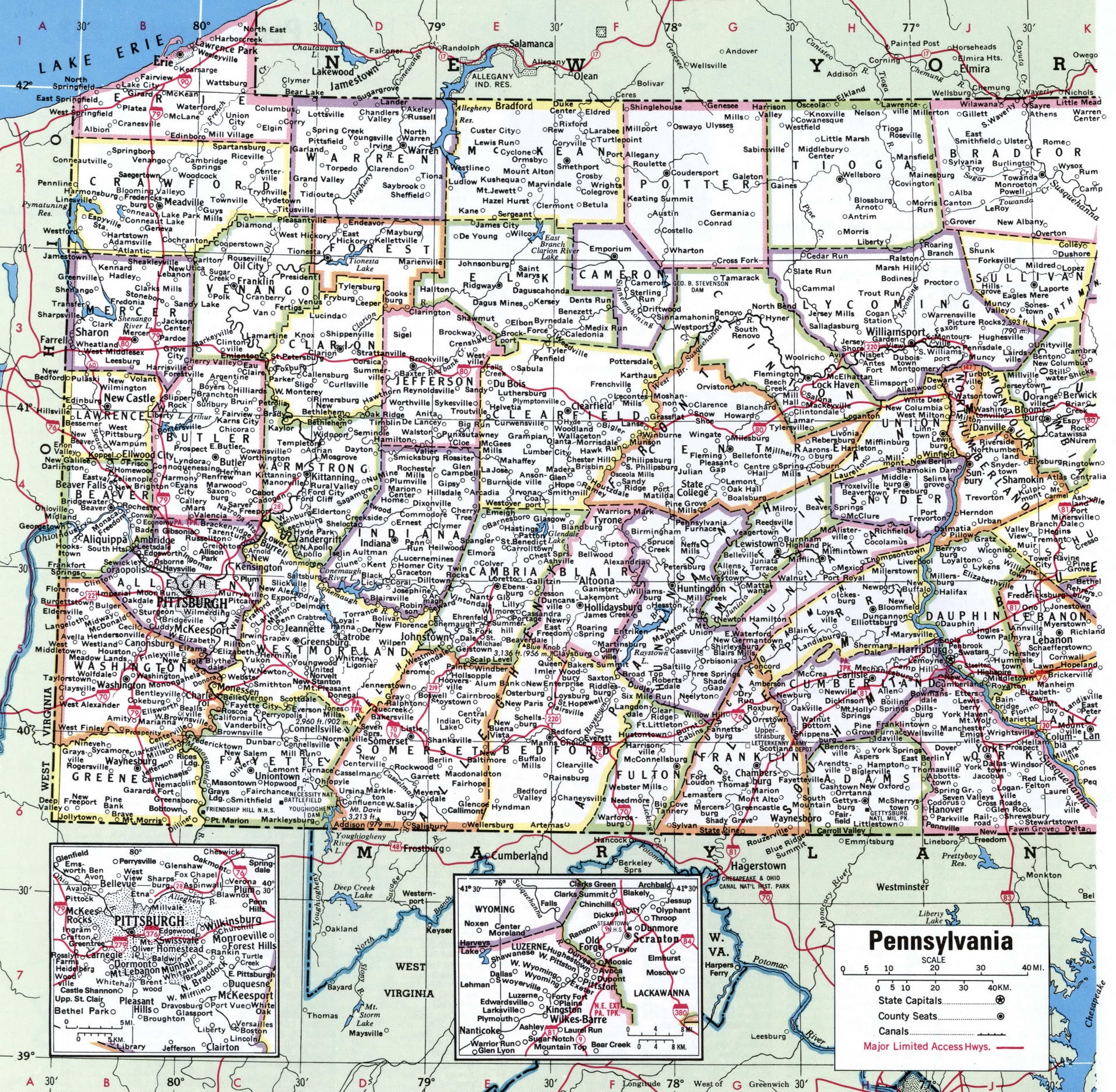 Pennsylvania Map With Counties Free Printable Map Of Pennsylvania Counties And Cities