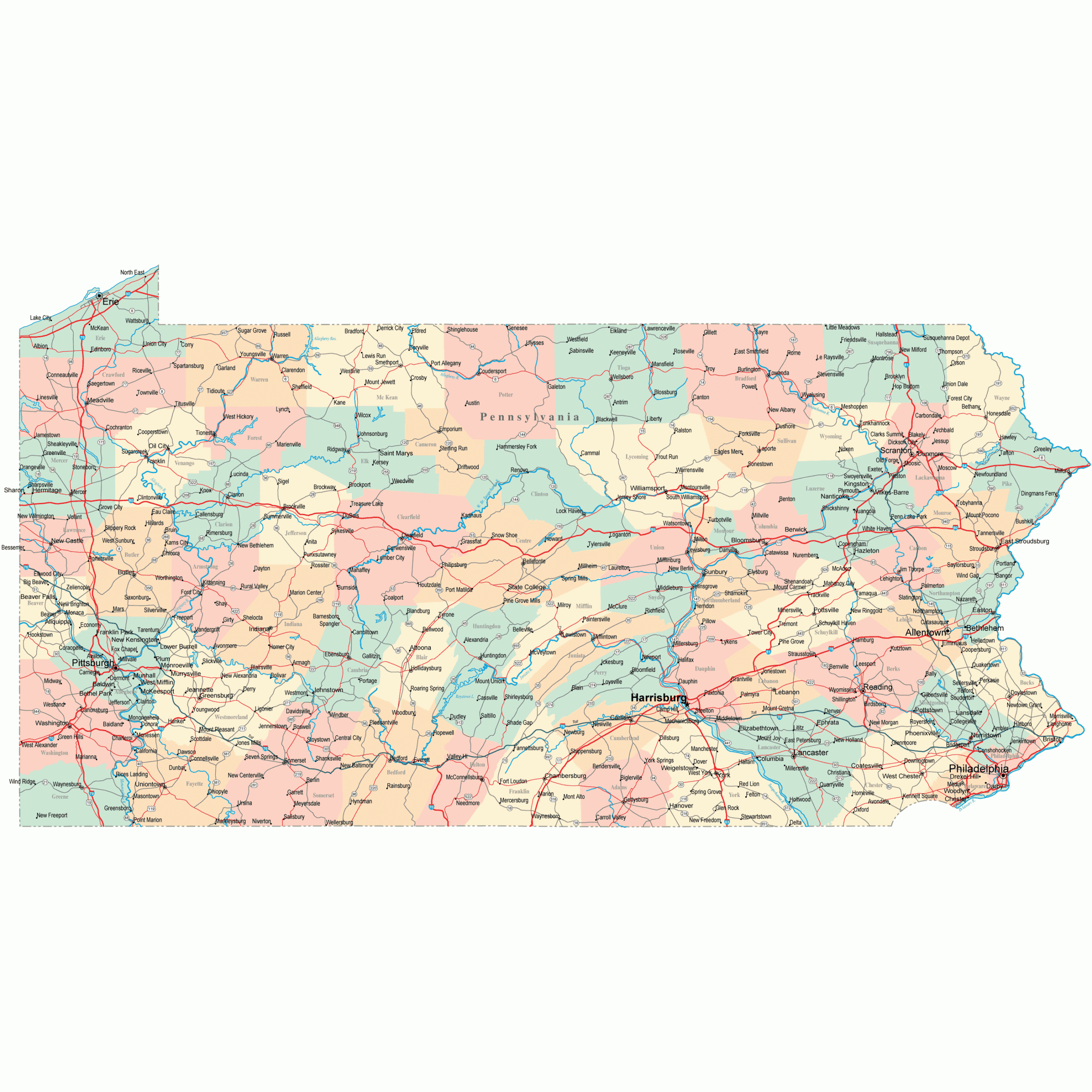 Pennsylvania Road Map PA Road Map Pennsylvania Highway Map