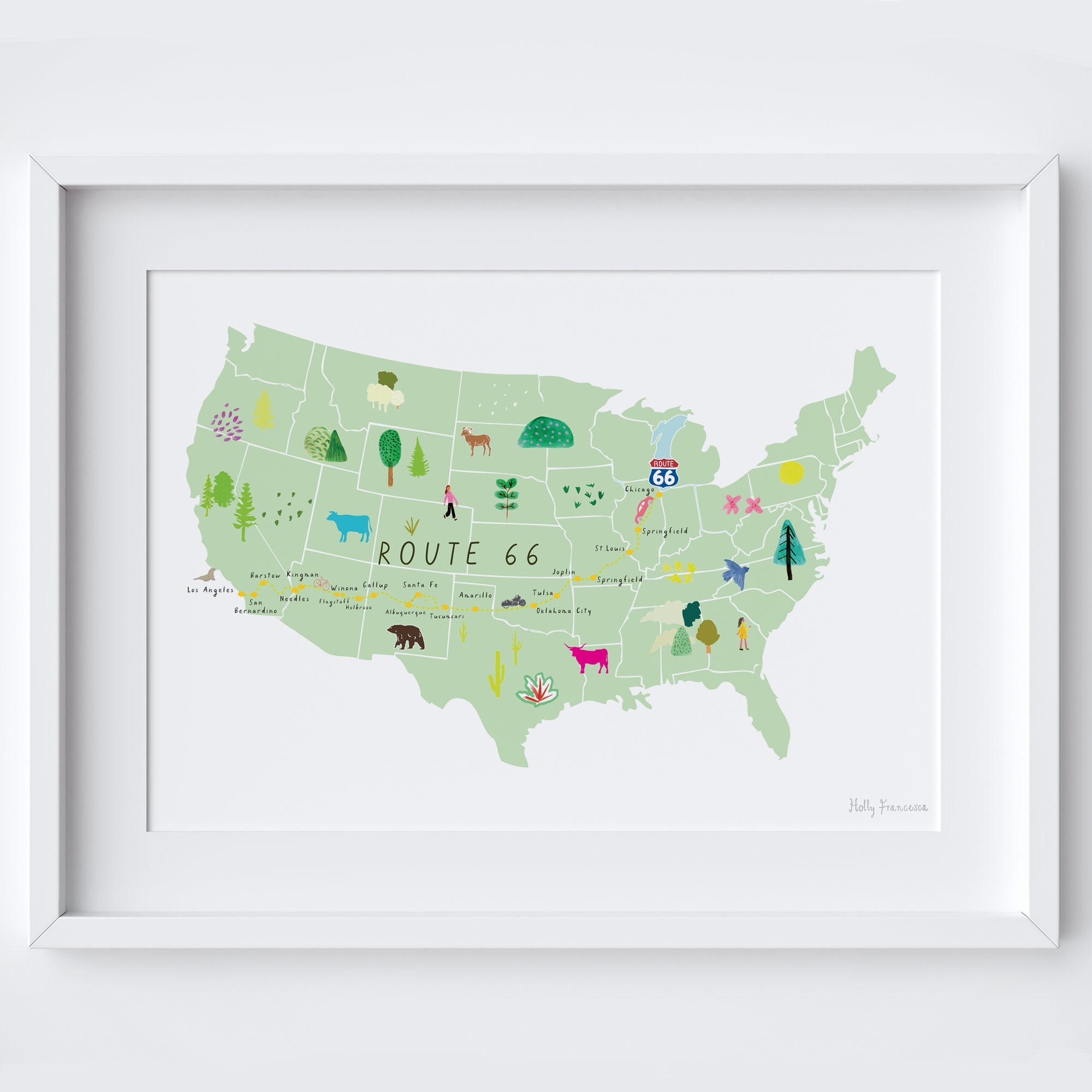 Personalised Route 66 Art Print USA Gift For Travel Road Trip Route Map Etsy