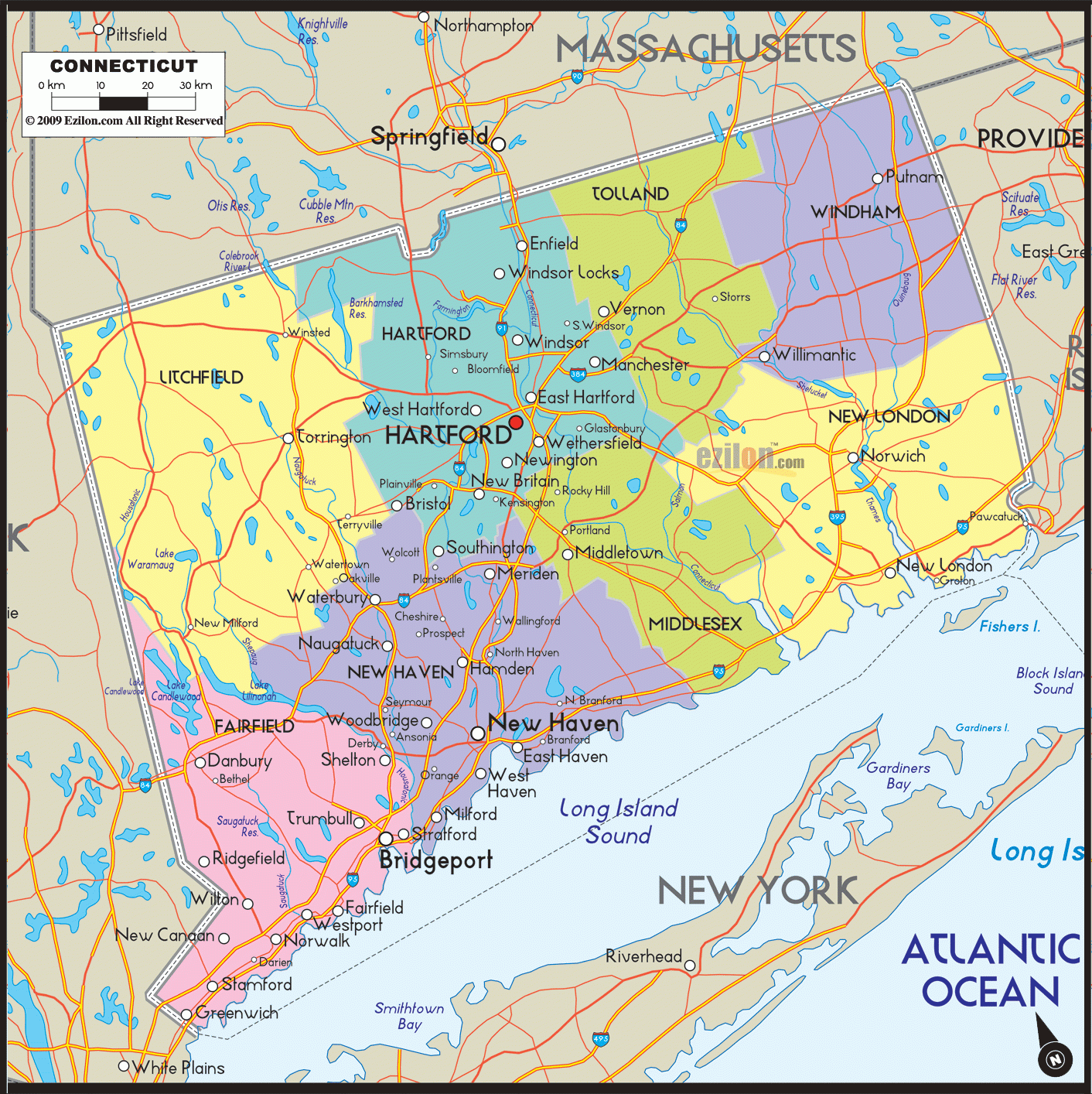 Political Map Of Connecticut State Printable Collection Thong Thai Real