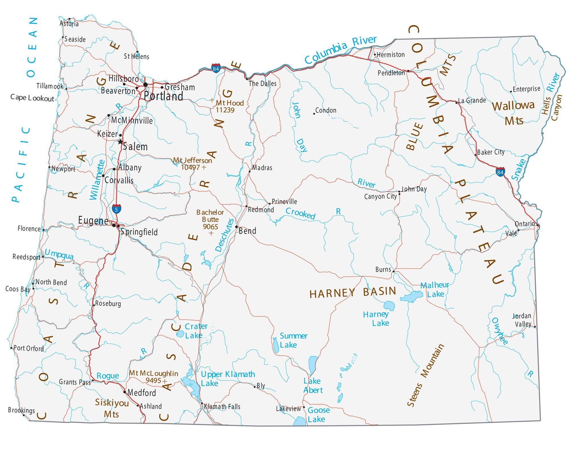 Political Map Of Oregon State Printable Collection Thong Thai Real