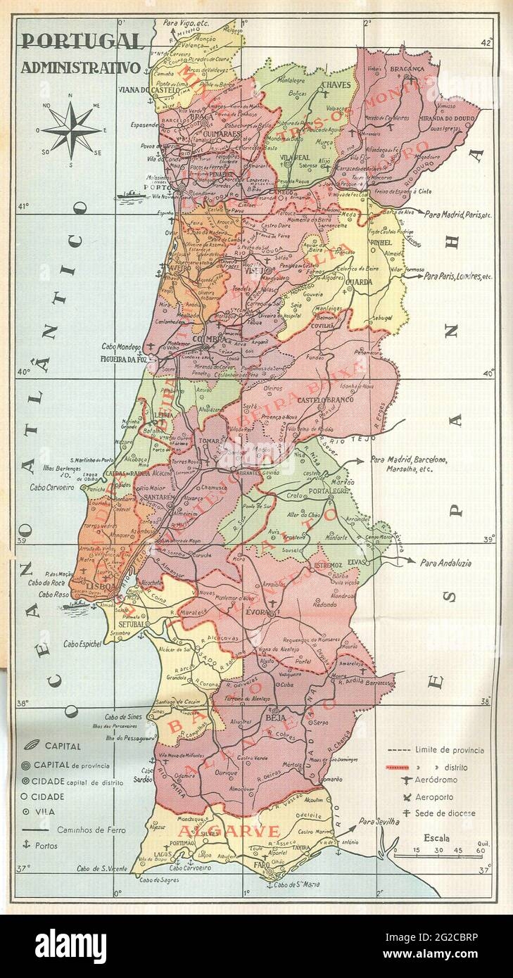 Portugal Map Map Of Portugal Old Portugal Map Retro Portugal Map Vintage Portugal Map Old Map Of Portugal Portugal Print Portugal Poster Stock Photo Alamy