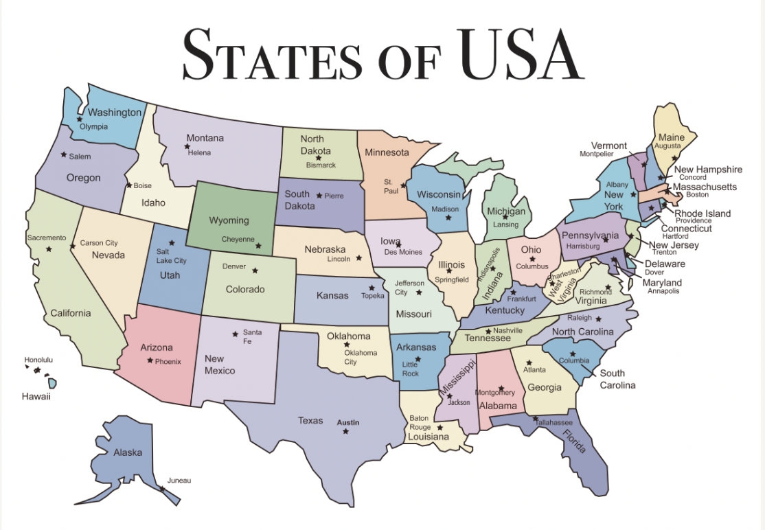 Poster Educational Learning Resource USA United States Map 50 States Capitals Capital Geography Learning Wall School Kids Optional Laminated Etsy Norway