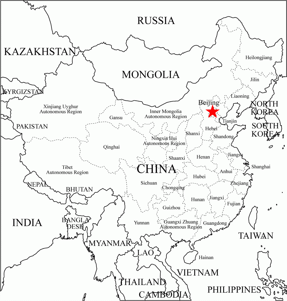 Printable Map Of China