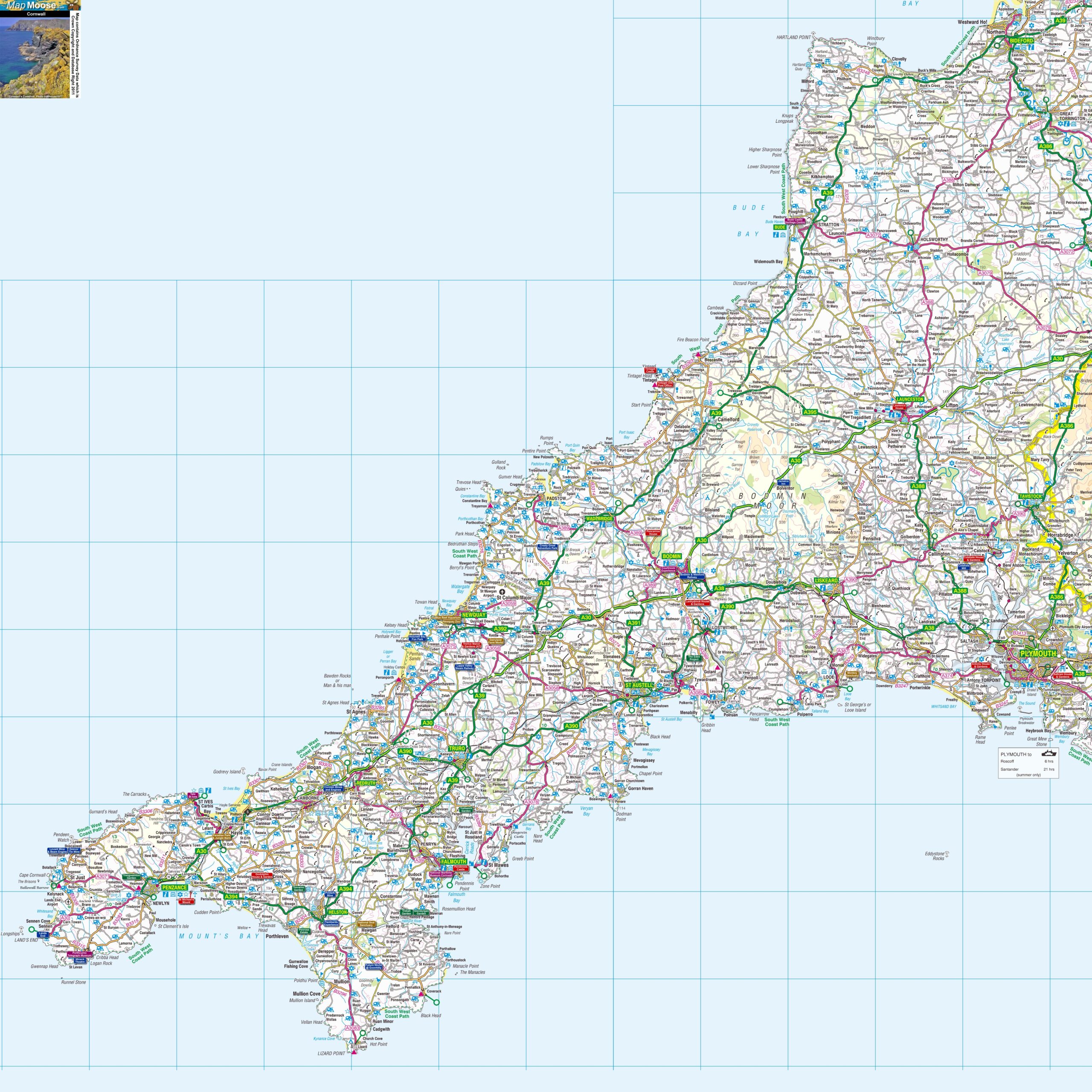 Printable Map Of Cornwall