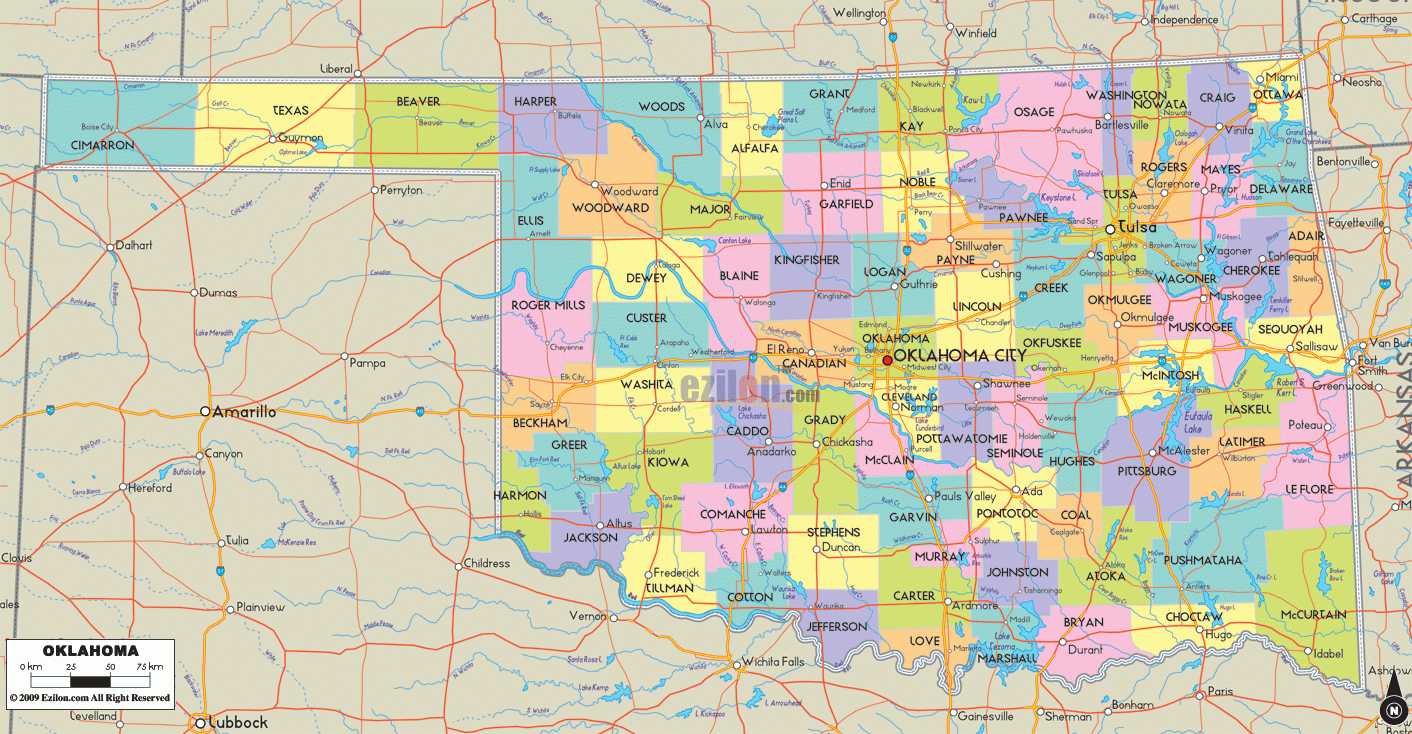 Printable Map Of Oklahoma Counties Printable Party Favors
