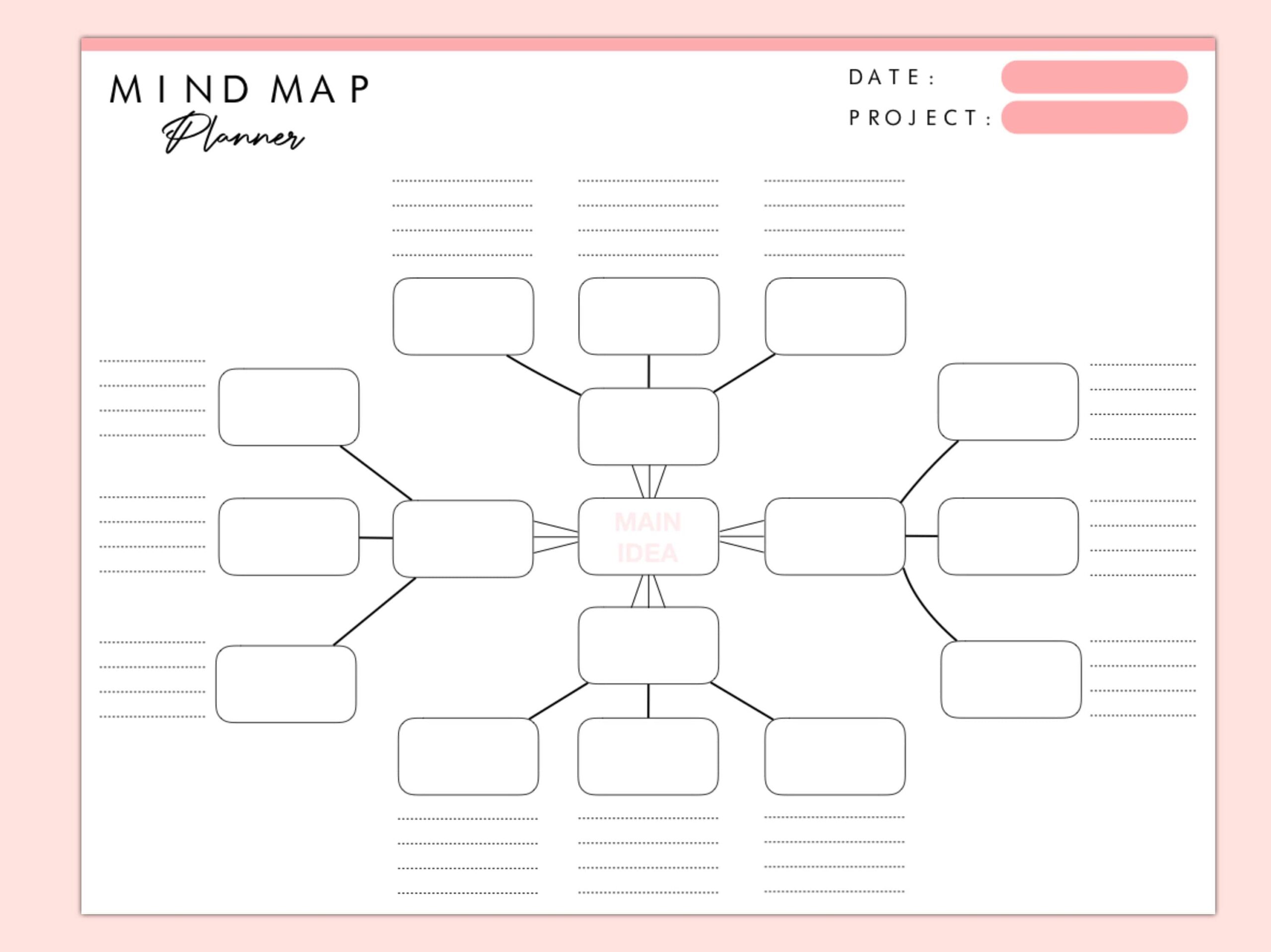 Printable Mind Map Planner Idea Board Mind Map Template Brainstorm Map Action Plan Mind Map Diagram Idea Map Instant Download Etsy Sweden