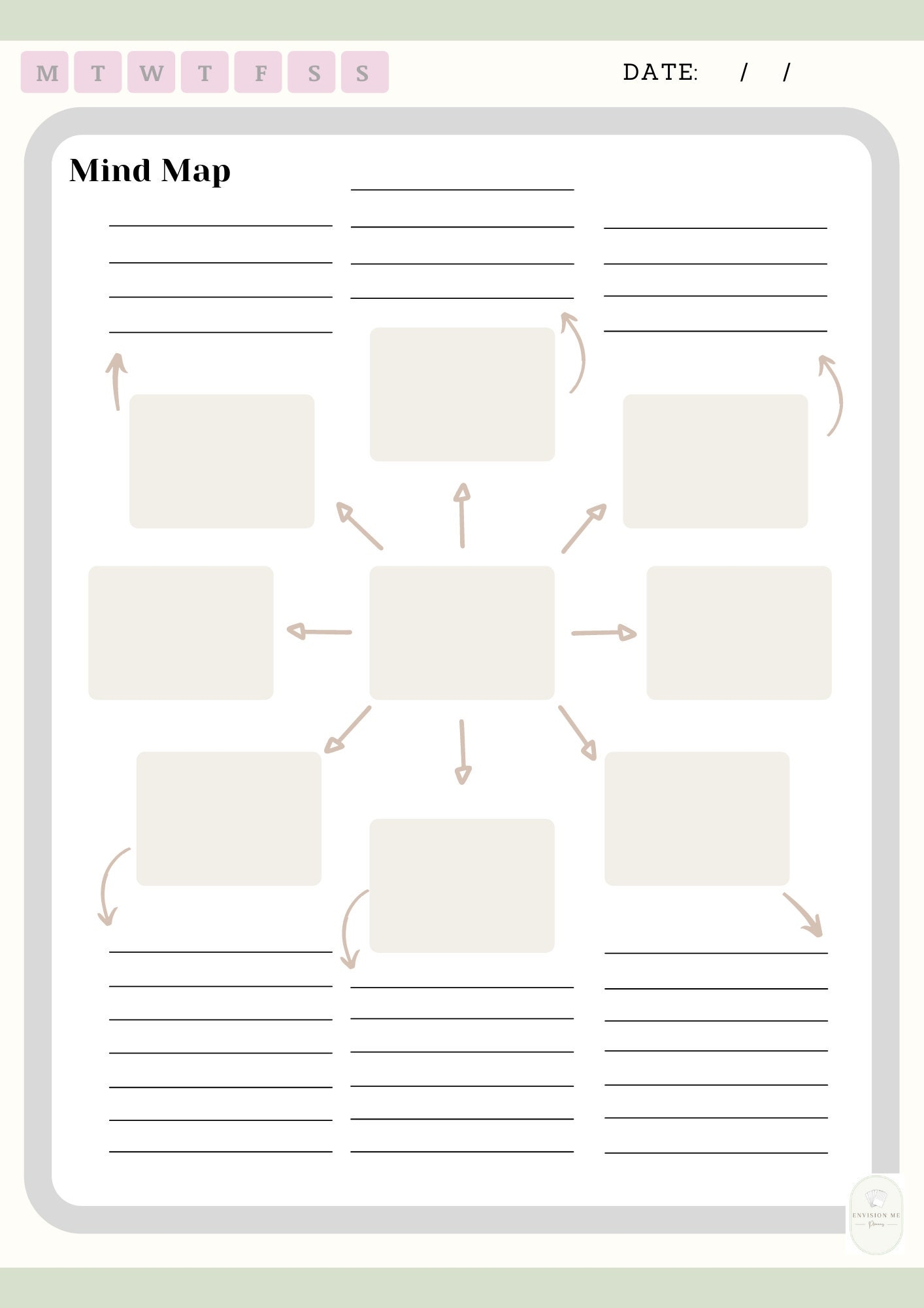 Printable Mind Map Template A4 Brainstorm Planner PDF Instant Digital Download Etsy Printable Mind Map Template A4 Brainstorm Planner PDF Instant Digital Download Etsy