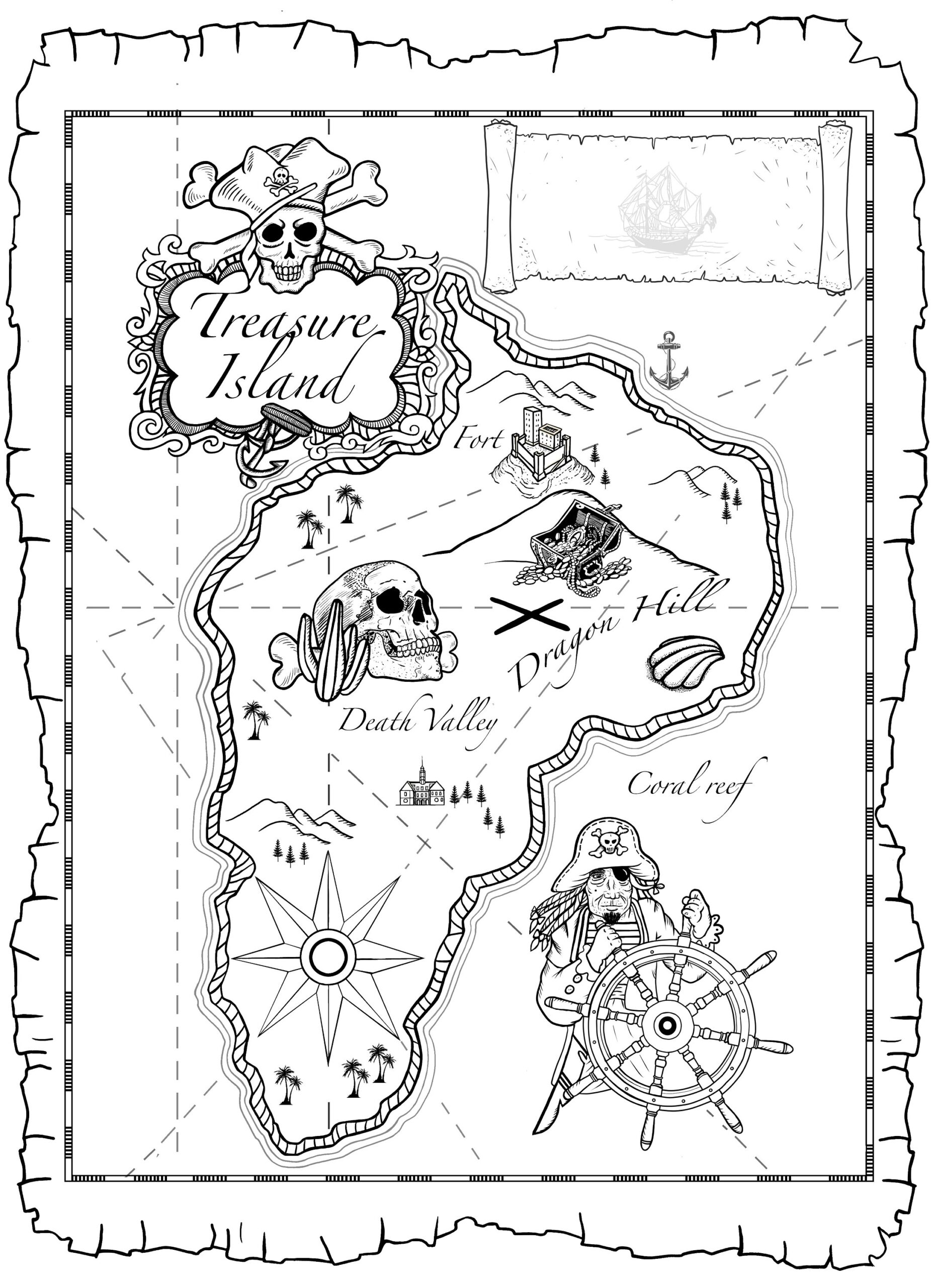 Printable Pirate Treasure Map Coloring Page Customizable Party Invitation PDF Download Etsy Printable Pirate Treasure Map Coloring Page Customizable Party Invitation PDF Download Etsy