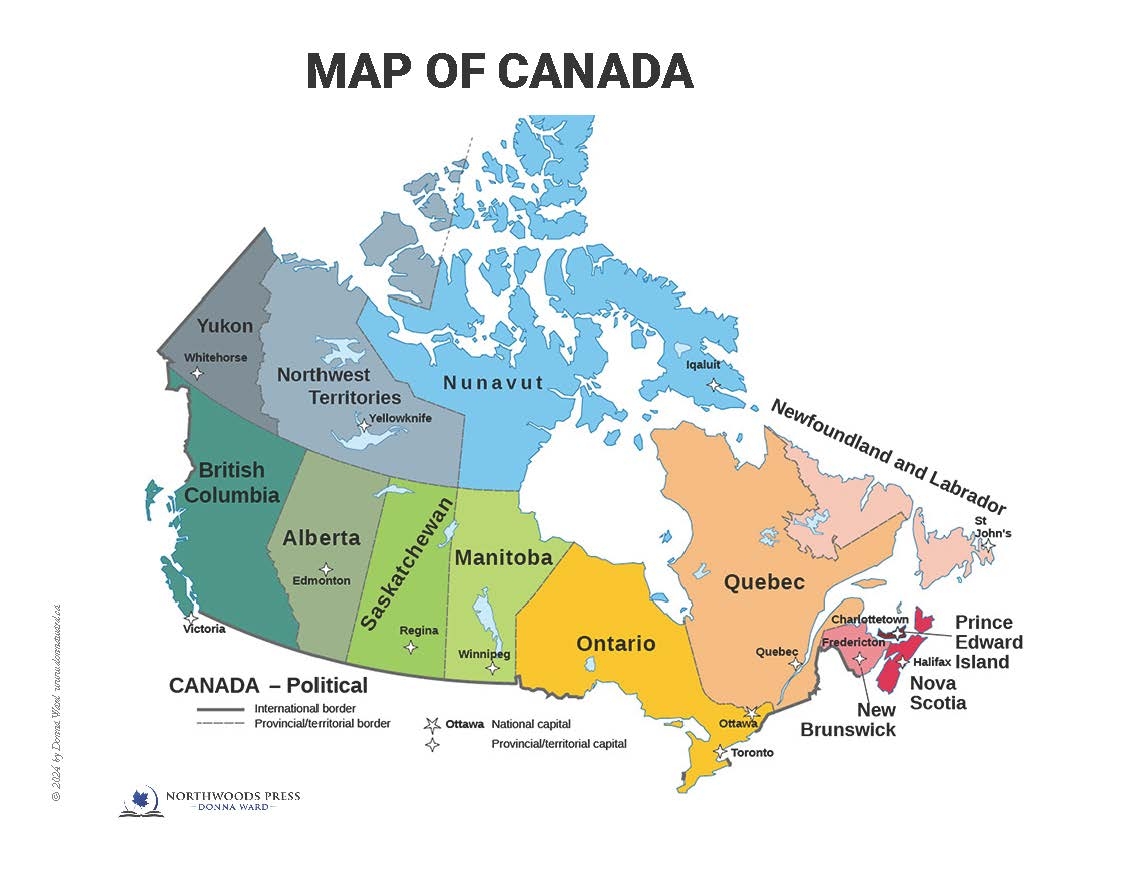 Printable Political Maps Of Canada PDF Download Northwood Press