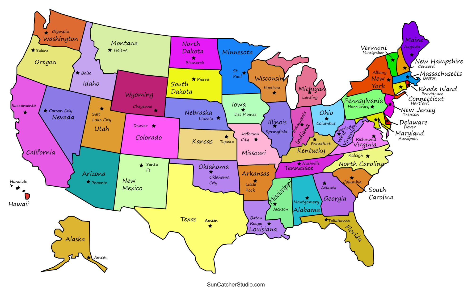 Printable US Maps With States USA United States America DIY Worksheets Library